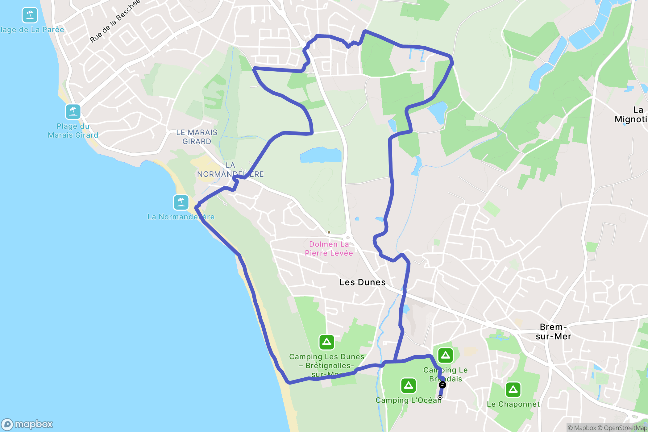 Brem-sur-Mer : carte du parcours de randonnée - France