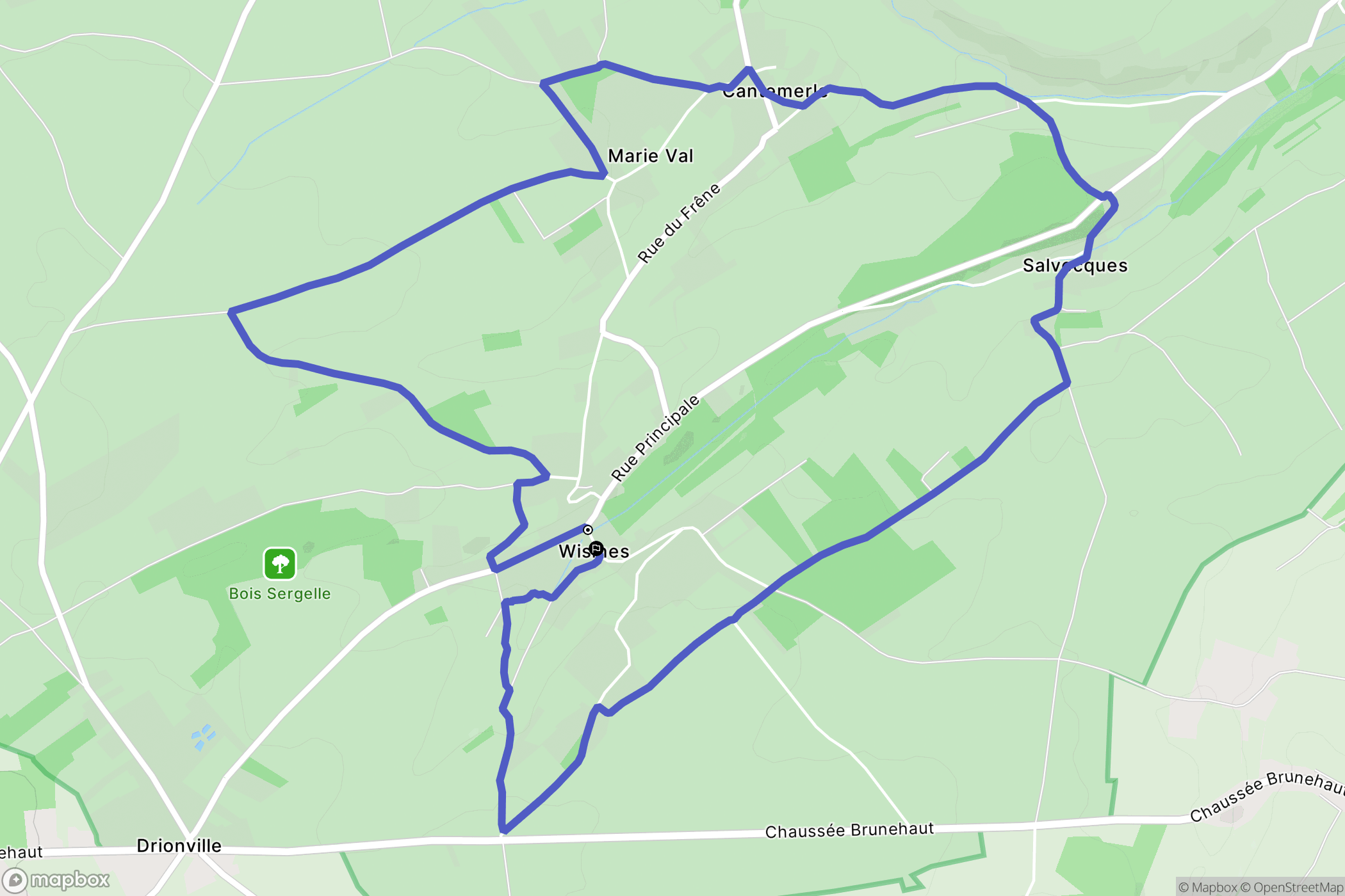 Wismes : carte du parcours de randonnée - France