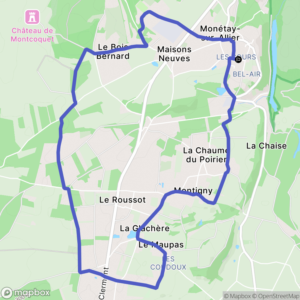 Monétay-sur-Allier : carte du parcours de randonnée - France