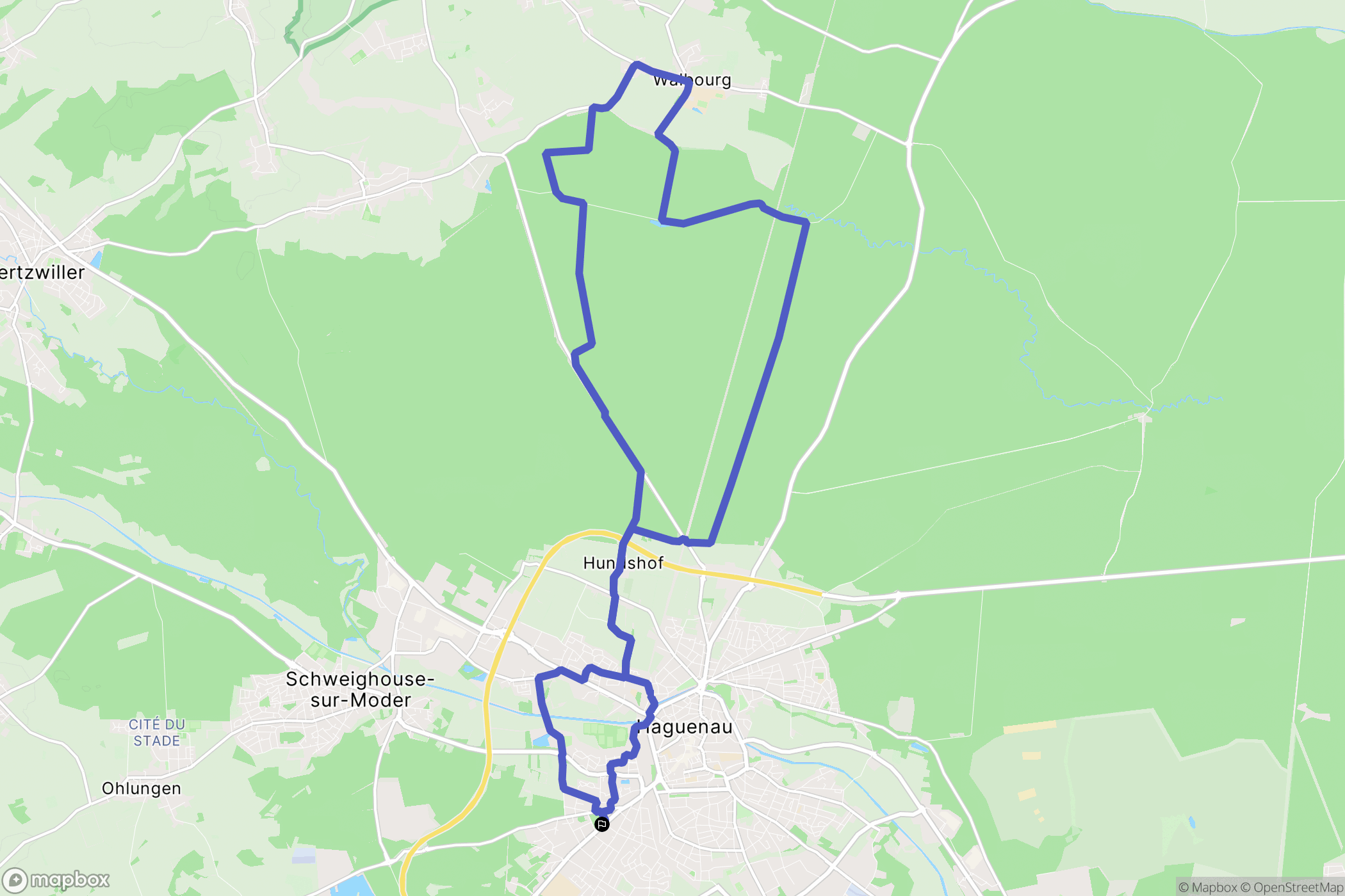 Haguenau : carte du parcours de randonnée - France