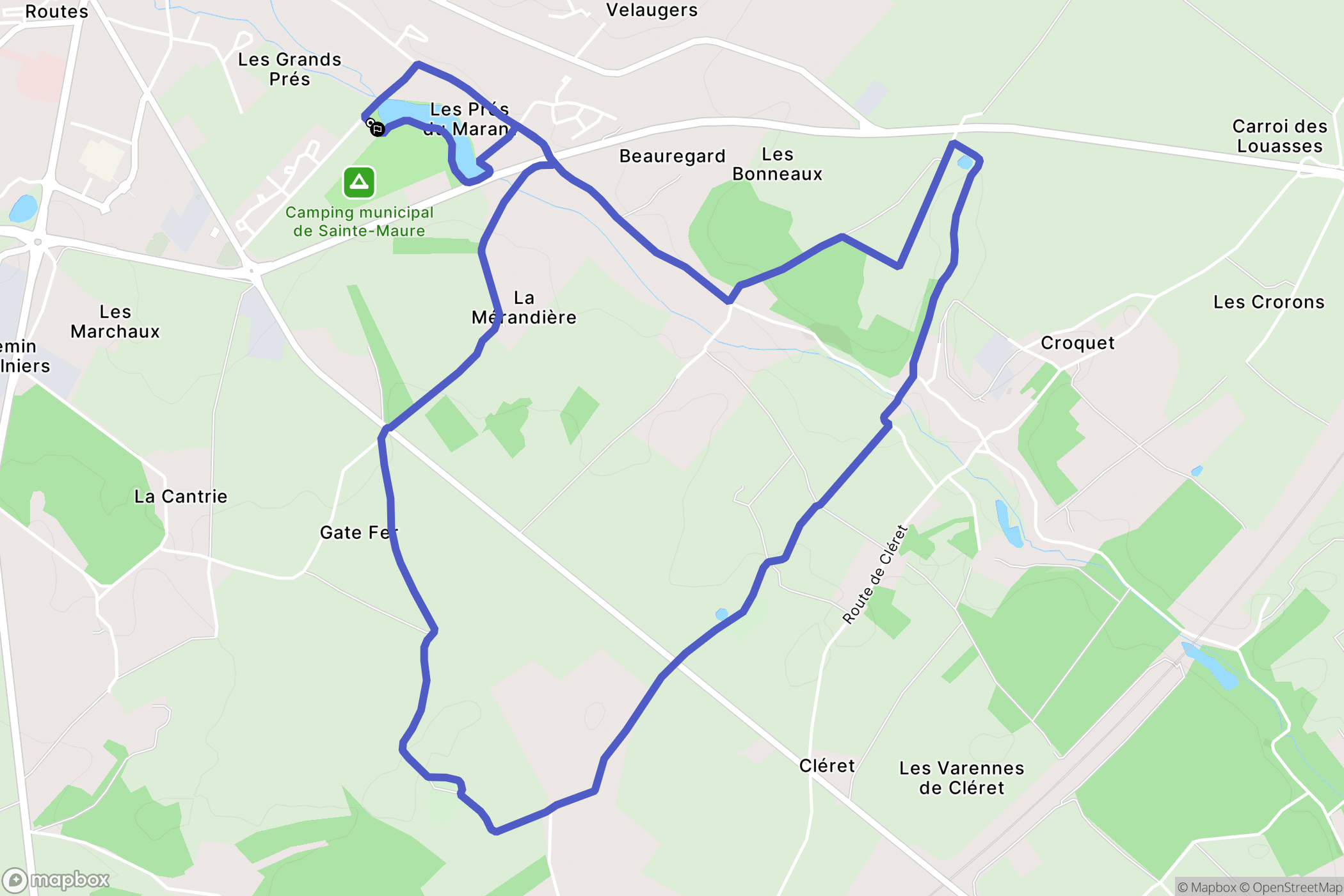 Sainte-Maure-de-Touraine : carte du parcours de randonnée - France