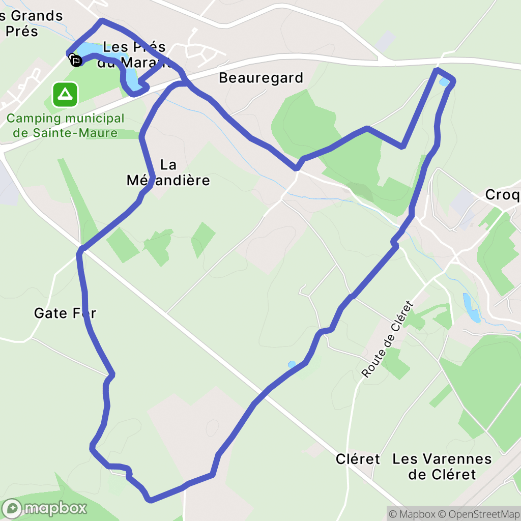 Sainte-Maure-de-Touraine : carte du parcours de randonnée - France