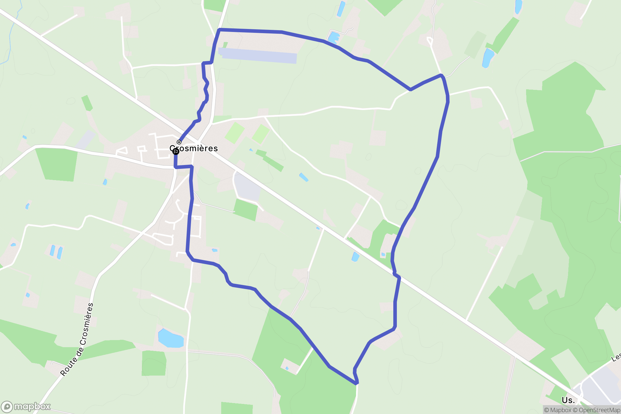 Crosmières : carte du parcours de randonnée - France