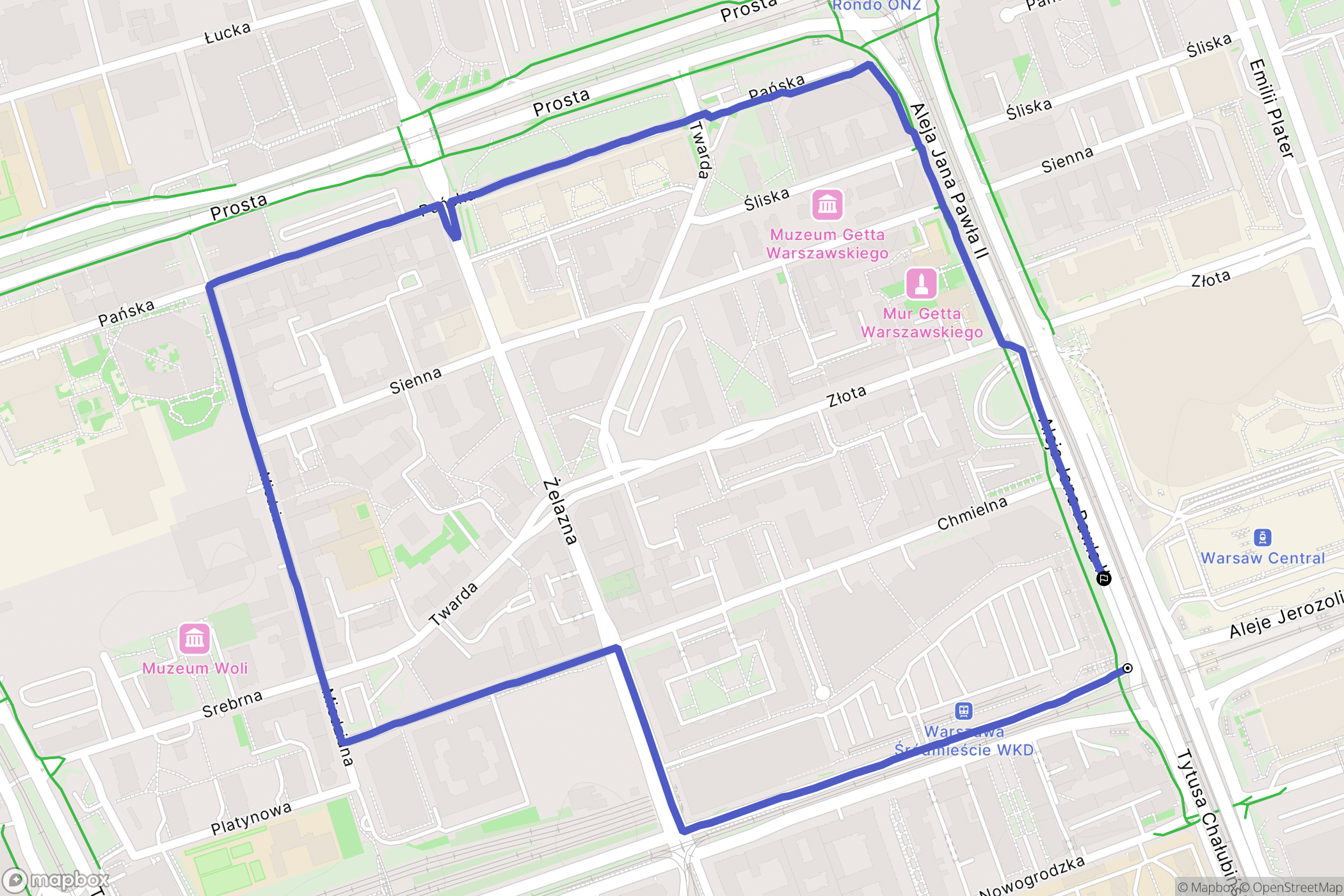 Warszawa: mapa trasy - Poland