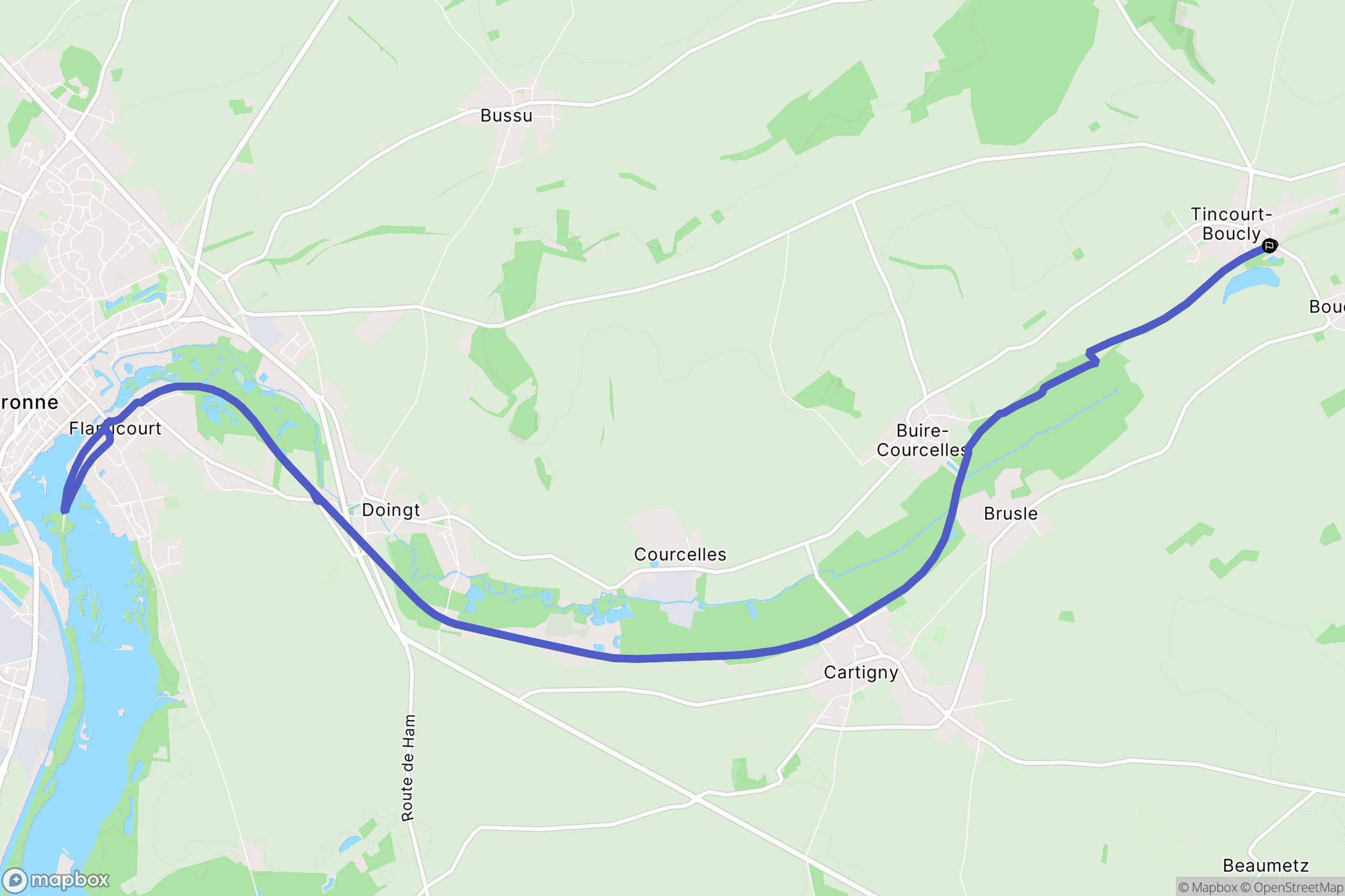 Tincourt-Boucly : carte du parcours de randonnée - France