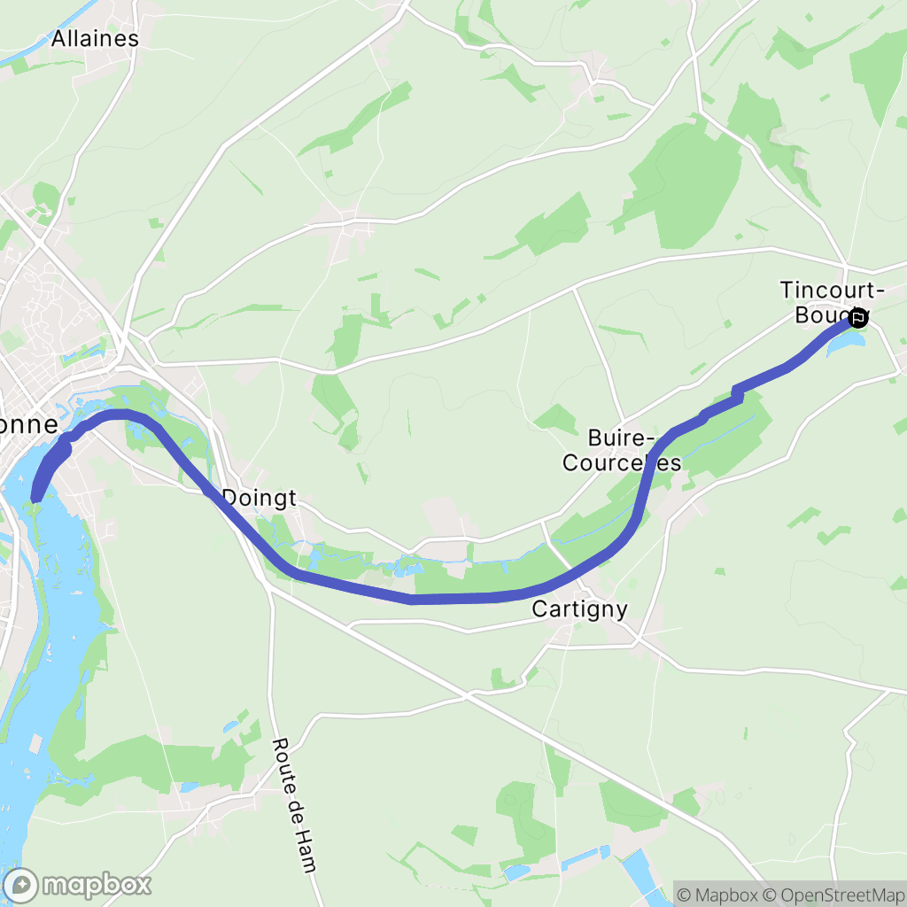 Tincourt-Boucly : carte du parcours de randonnée - France