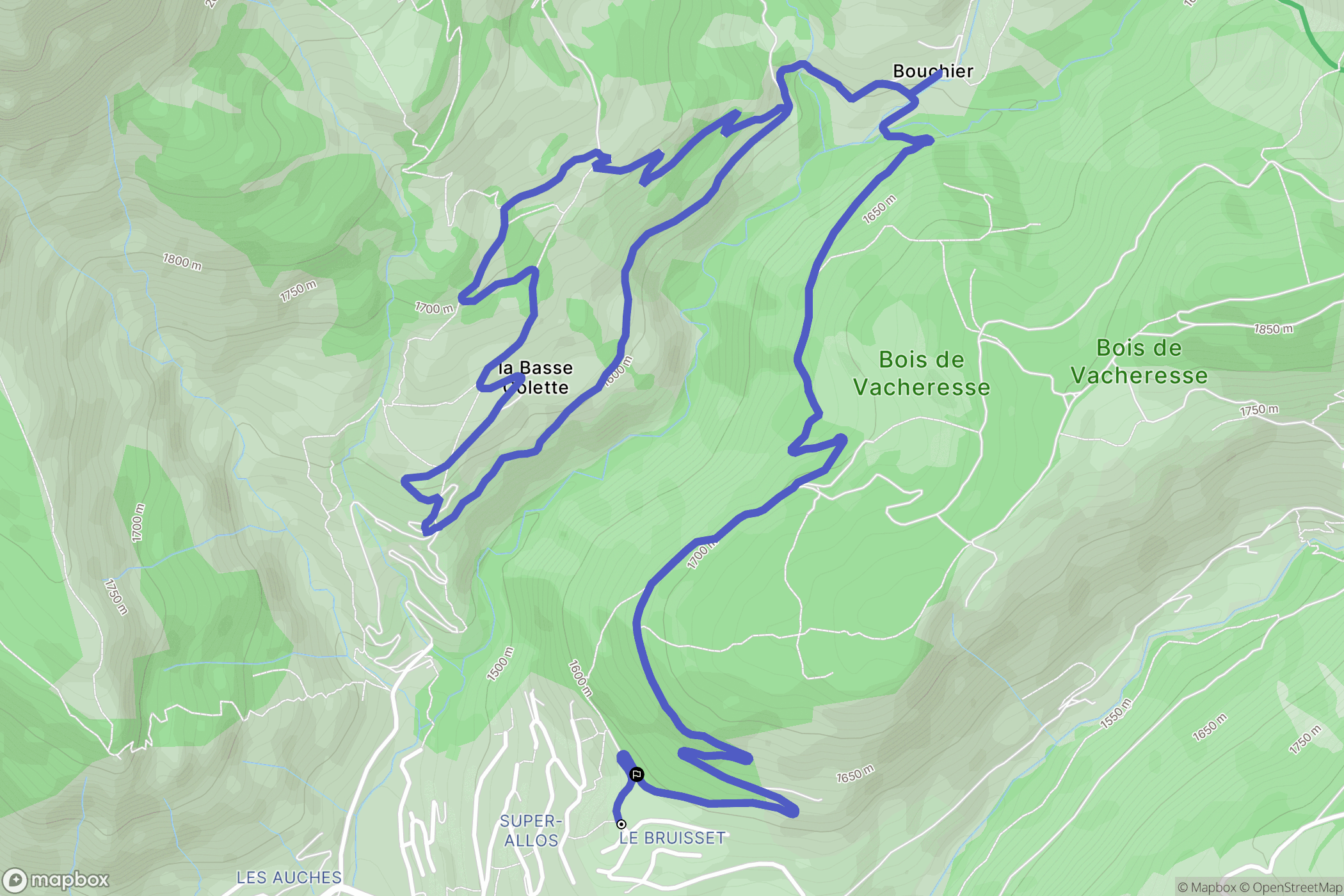 Allos : carte du parcours de randonnée - France