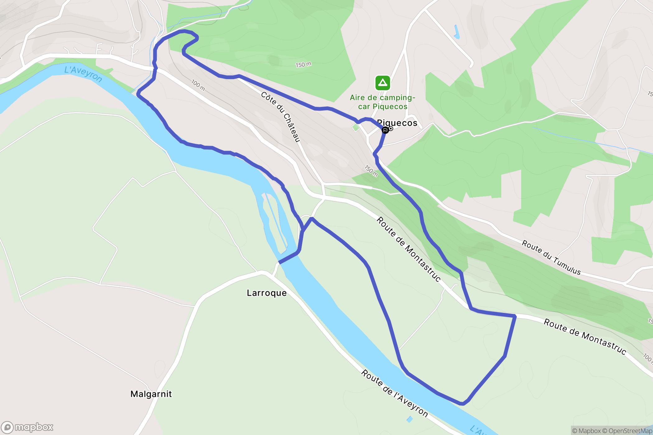 Piquecos : carte du parcours de randonnée - France