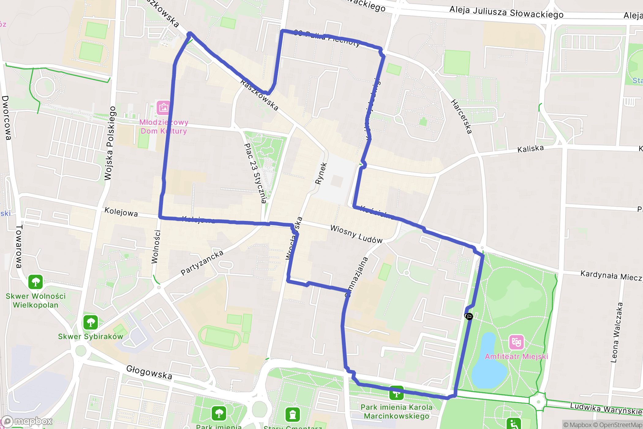 Ostrów Wielkopolski: mapa trasy - Poland