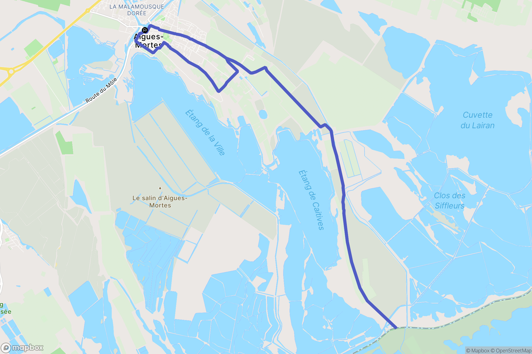 Aigues-Mortes : carte du parcours de randonnée - France