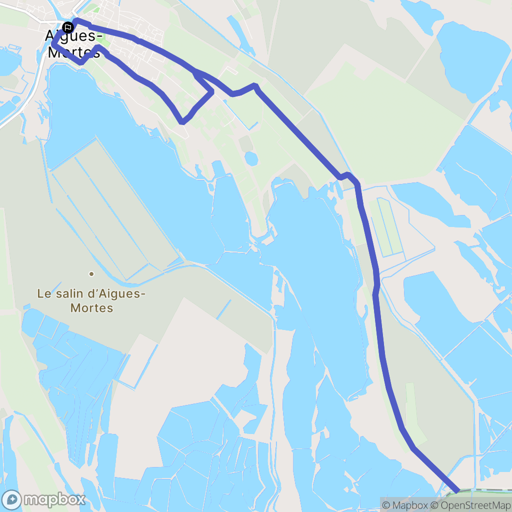 Aigues-Mortes : carte du parcours de randonnée - France