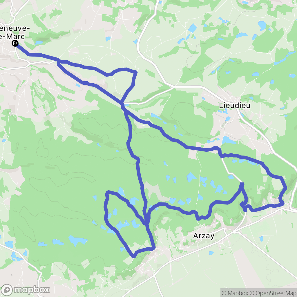 Villeneuve-de-Marc : carte du parcours de randonnée - France
