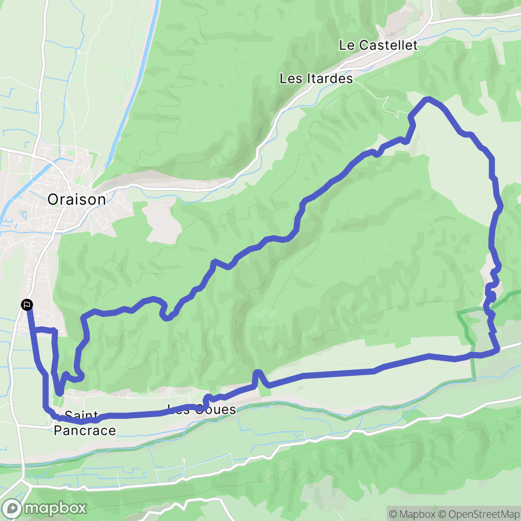 Oraison : carte du parcours de randonnée - France