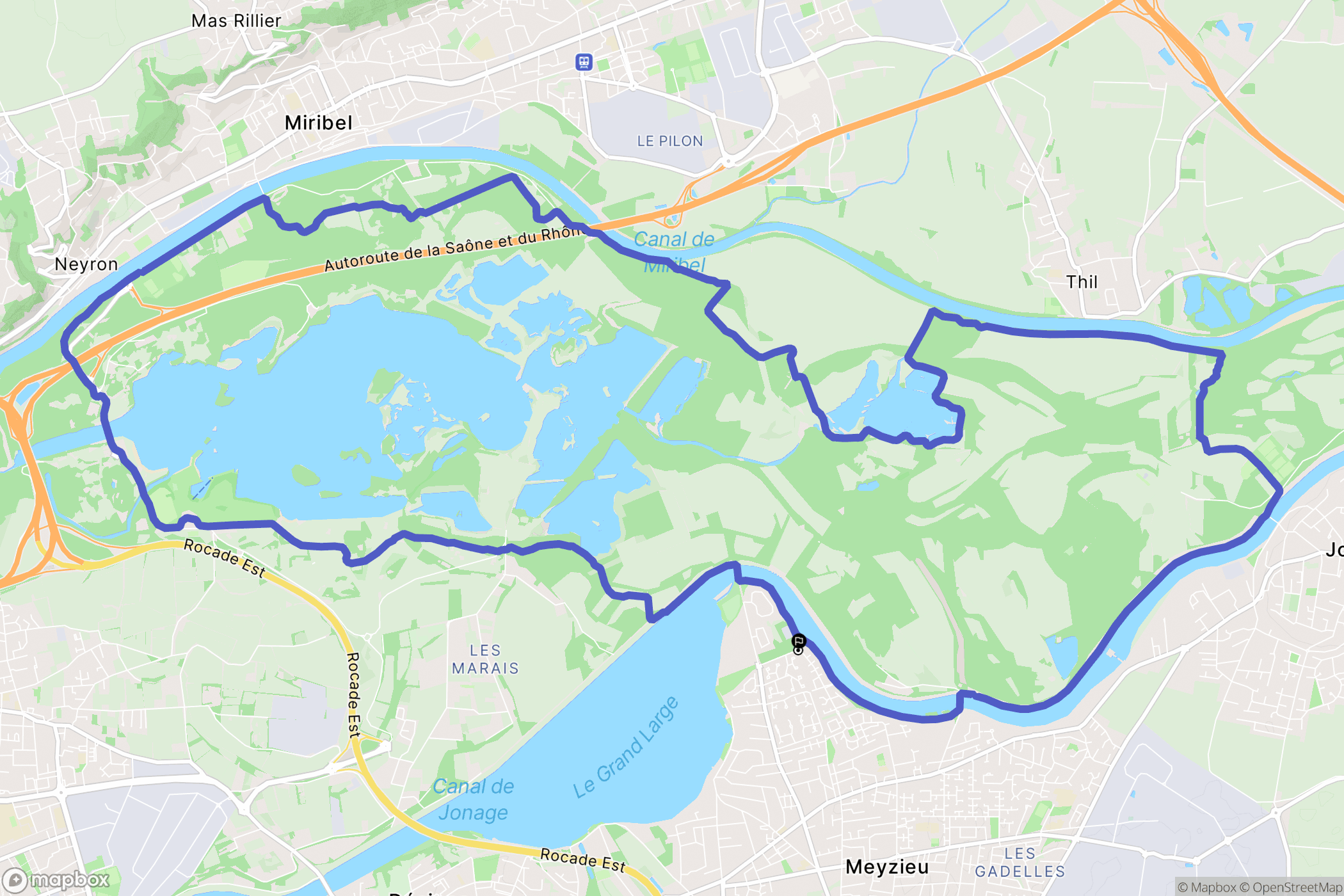 Meyzieu : carte du parcours de randonnée - France