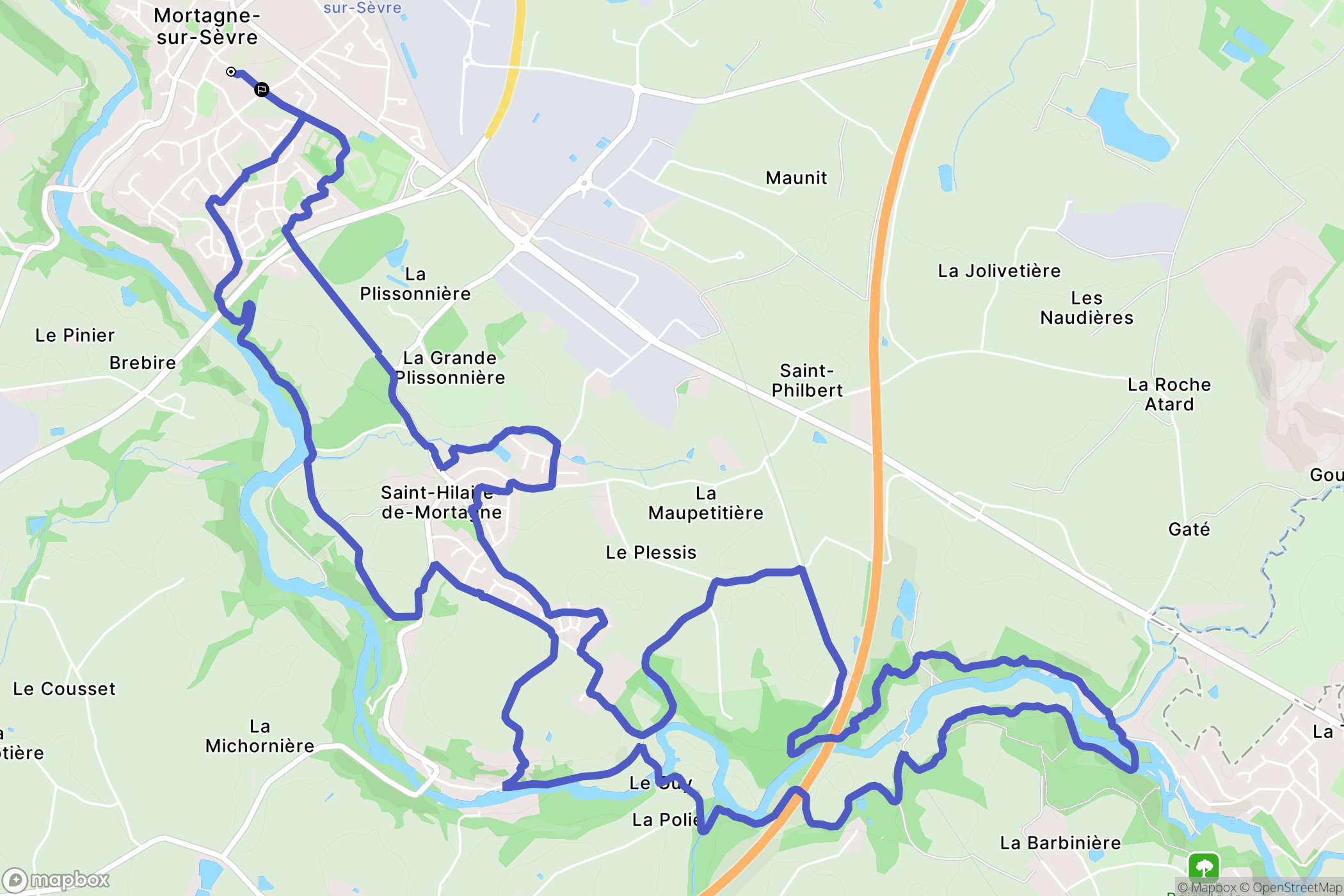 Mortagne-sur-Sèvre : carte du parcours de randonnée - France