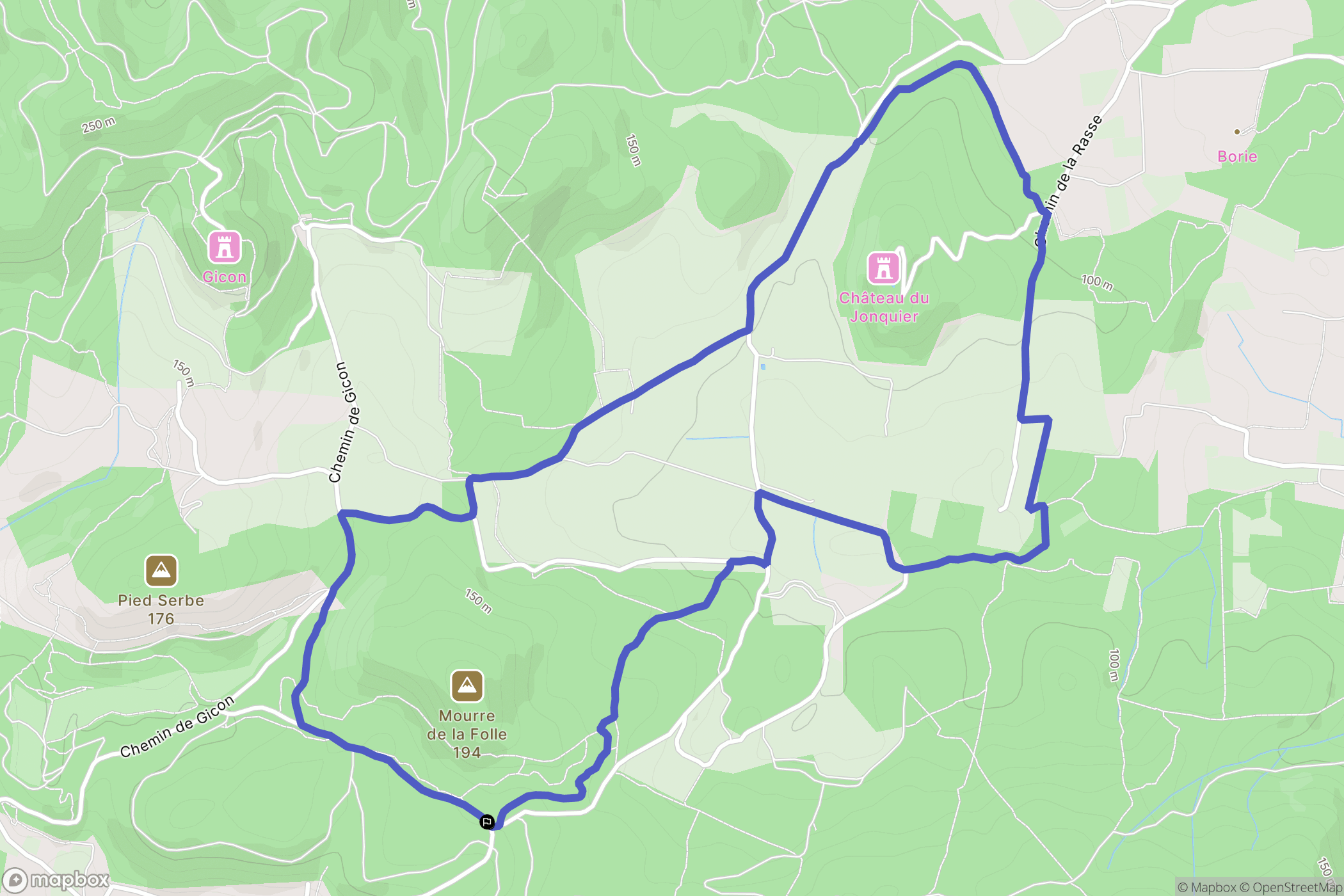 Chusclan : carte du parcours de randonnée - France