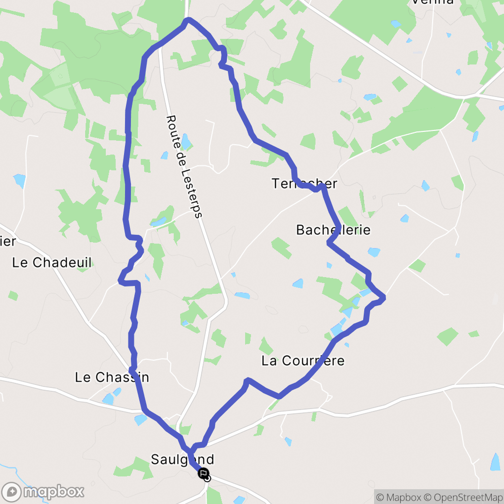 Saulgond : carte du parcours de randonnée - France