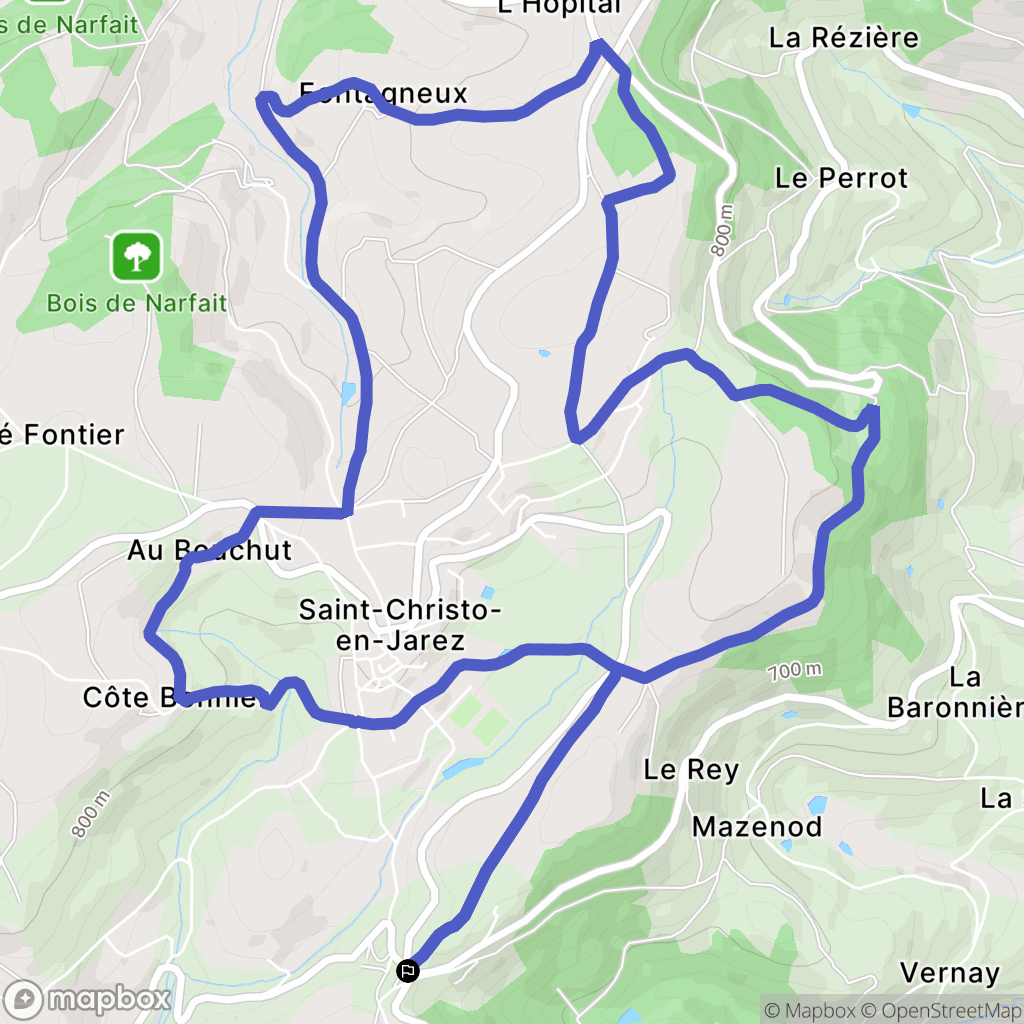 Valfleury : carte du parcours de randonnée - France