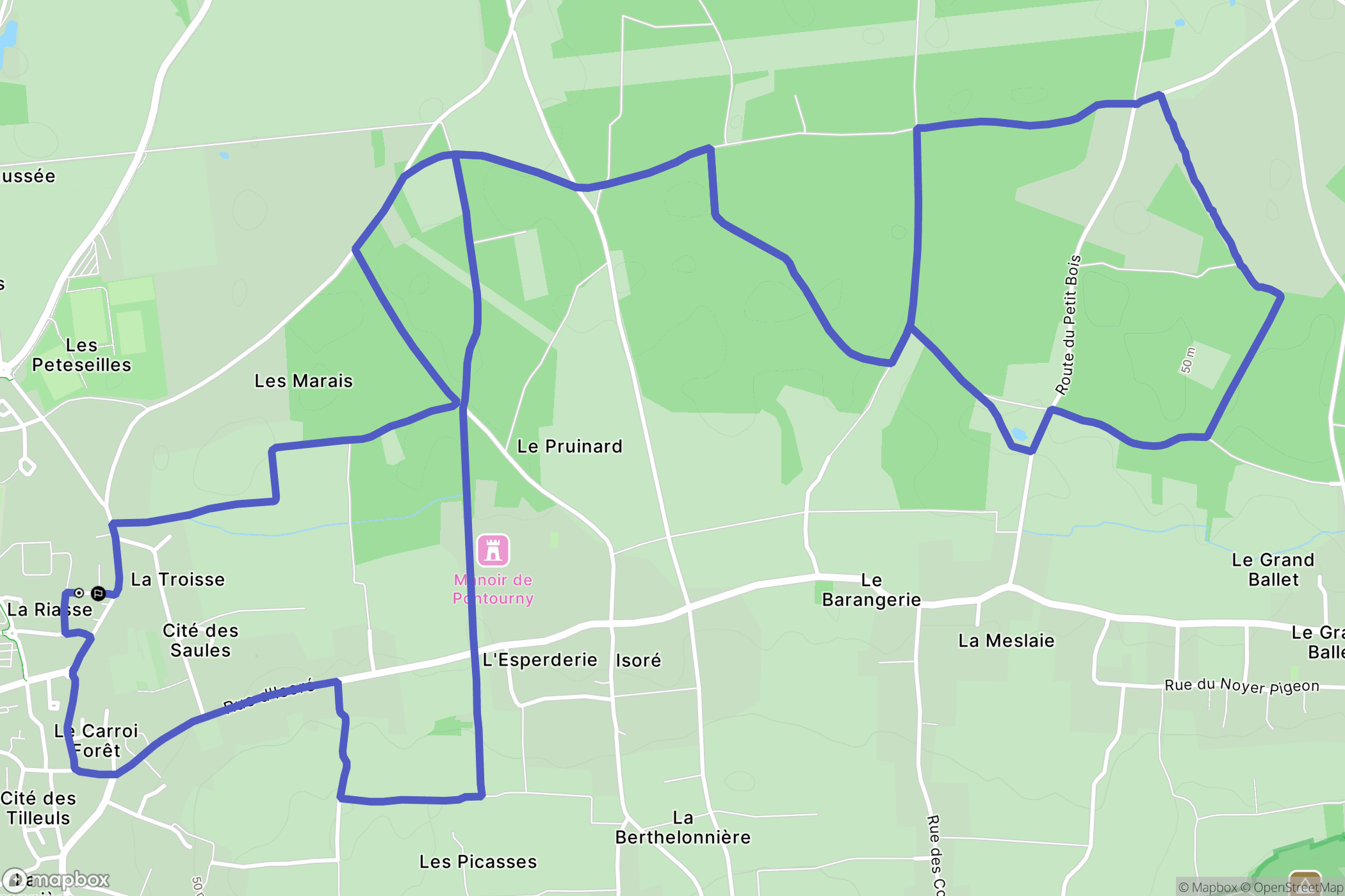 Avoine : carte du parcours de randonnée - France