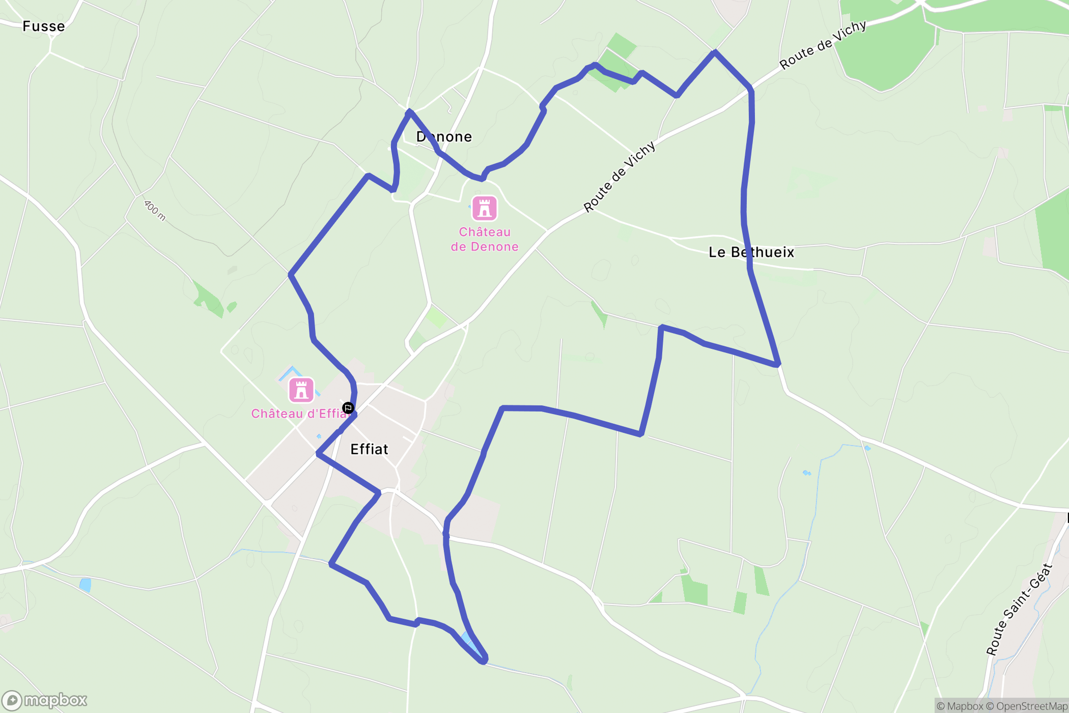 Effiat : carte du parcours de randonnée - France