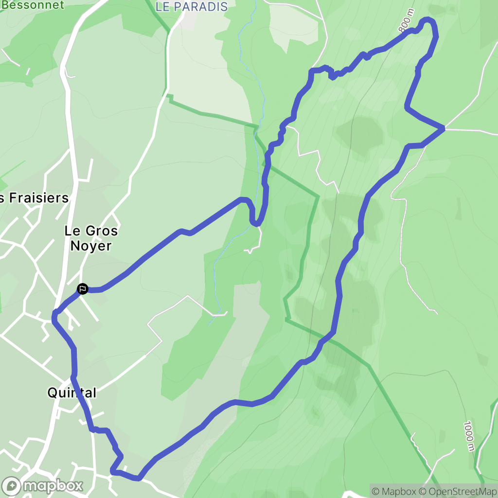 Quintal : carte du parcours de randonnée - France