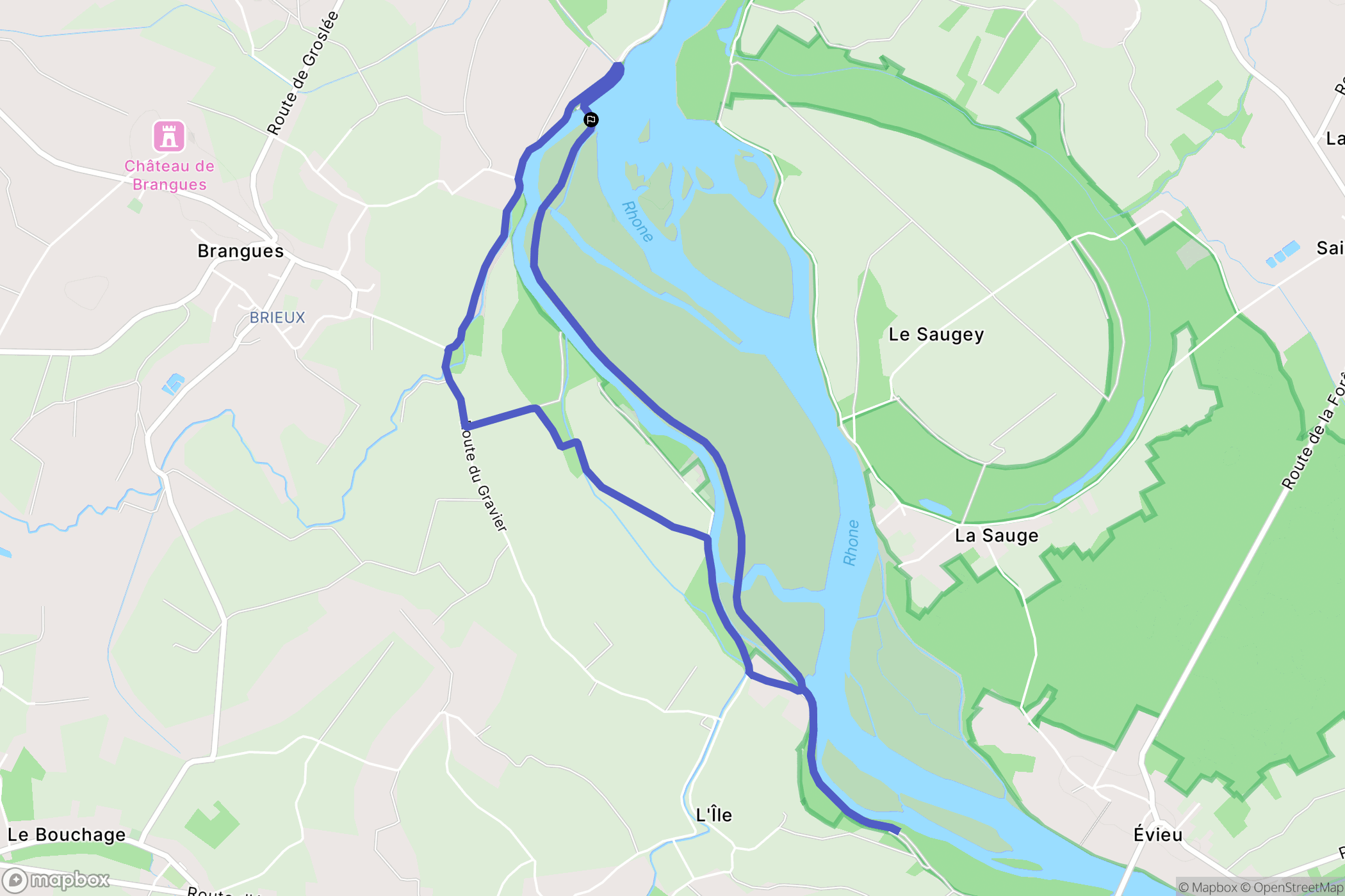 Brangues : carte du parcours de randonnée - France