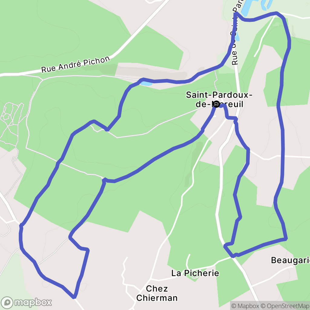 Mareuil en Périgord : carte du parcours de randonnée - France