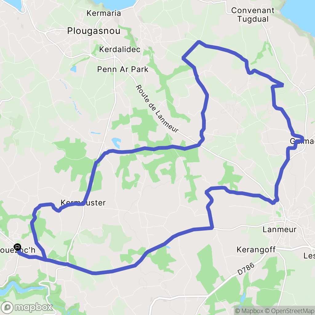 Plouezoc'h : carte du parcours de randonnée - France
