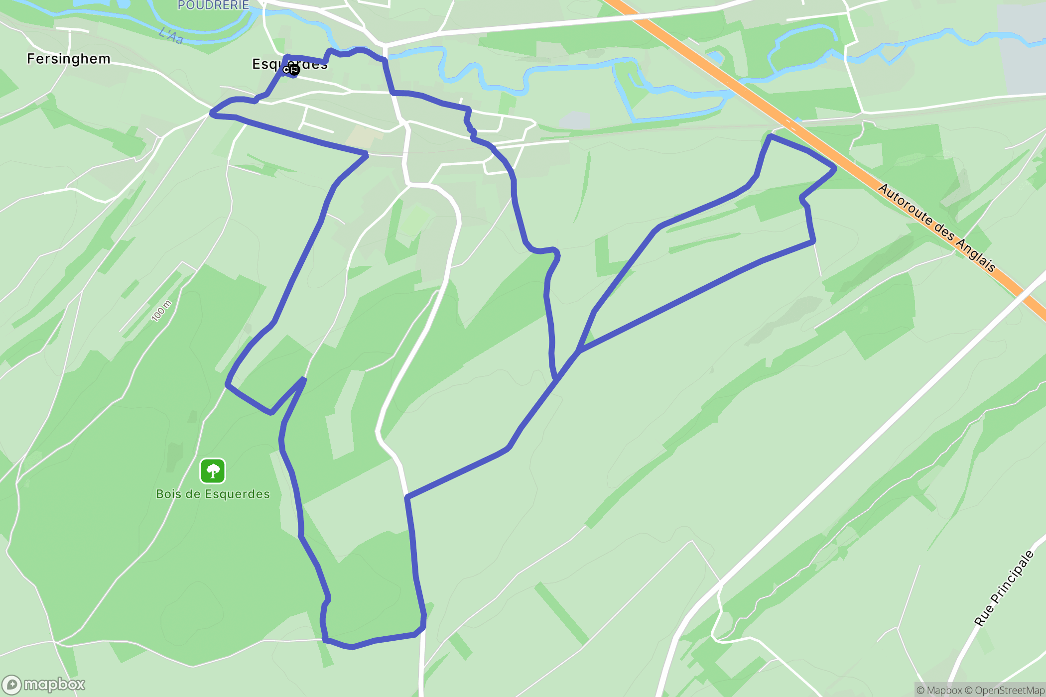 Esquerdes : carte du parcours de randonnée - France