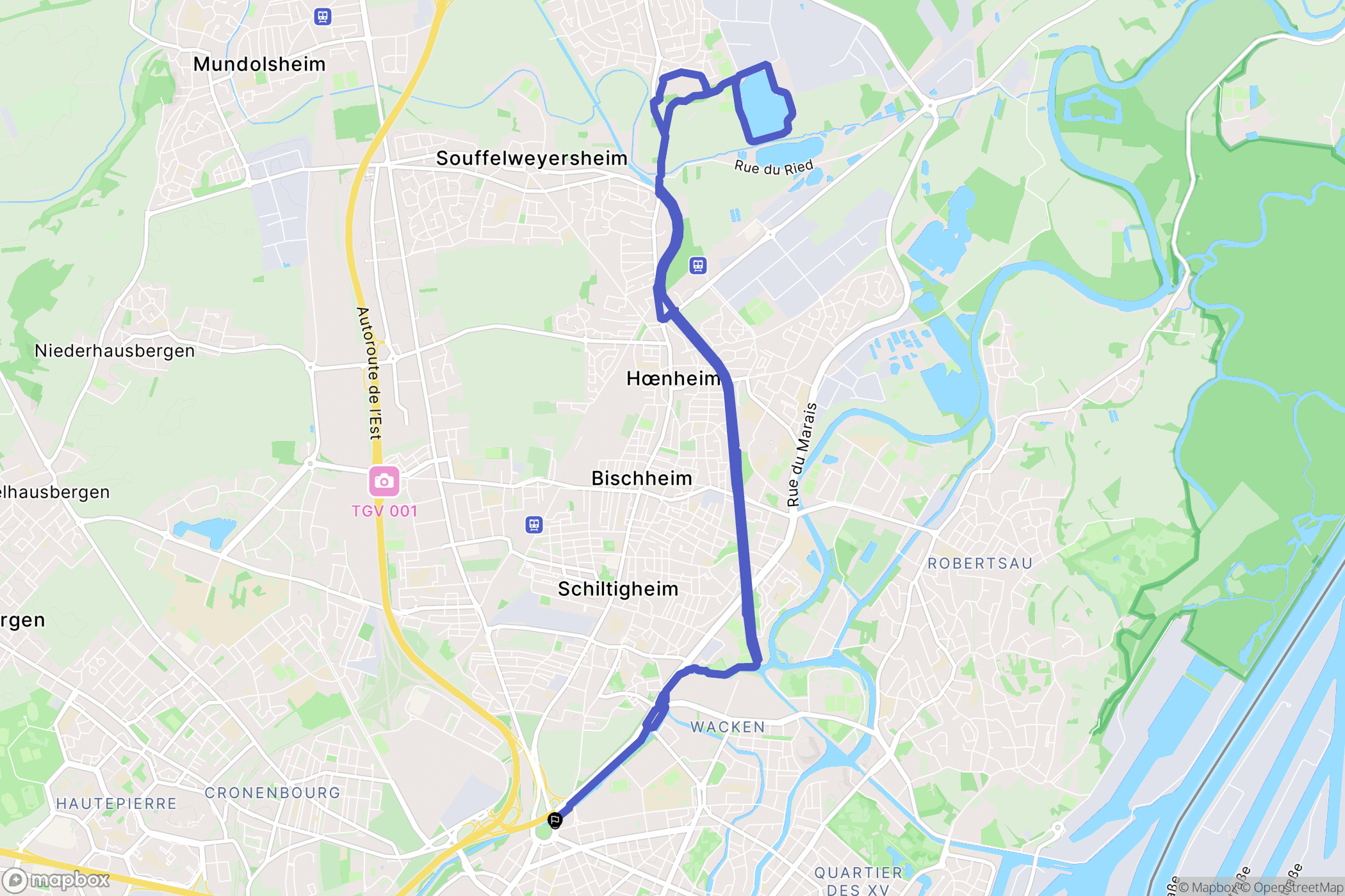 Strasbourg : carte du parcours de randonnée - France
