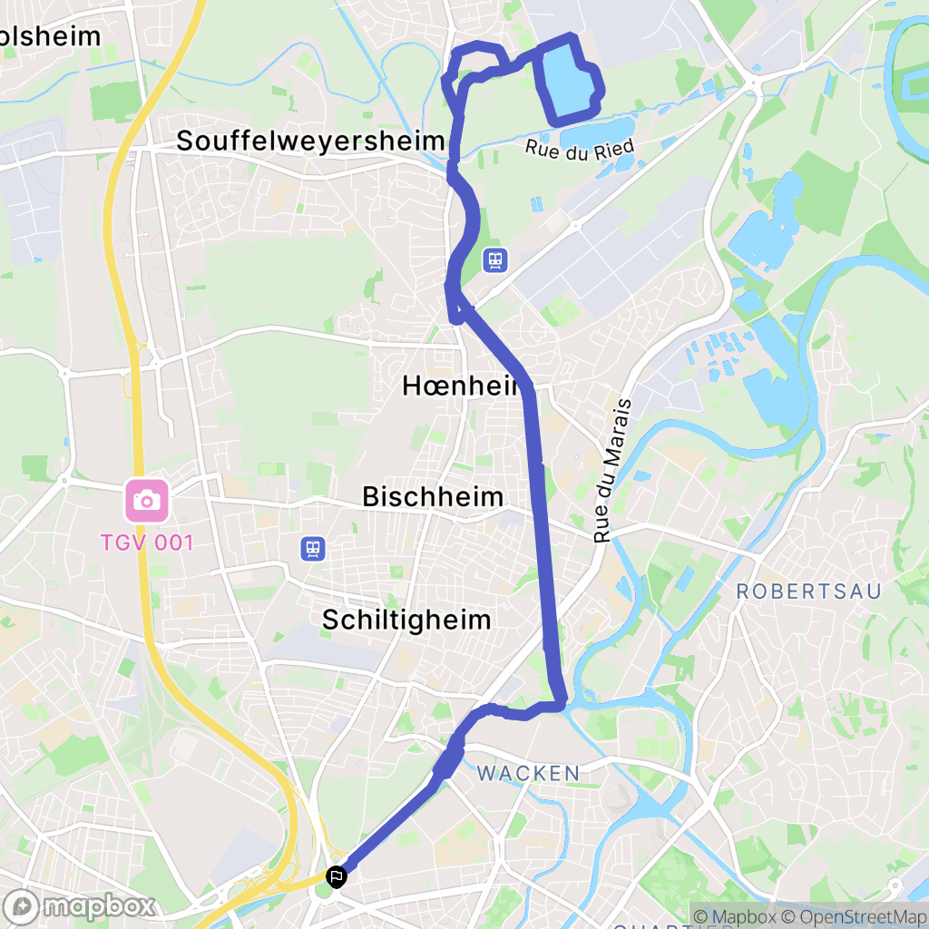 Strasbourg : carte du parcours de randonnée - France