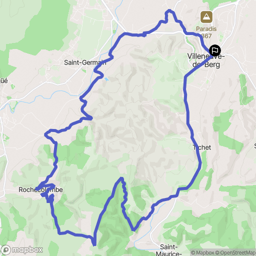 Villeneuve-de-Berg : carte du parcours de randonnée - France