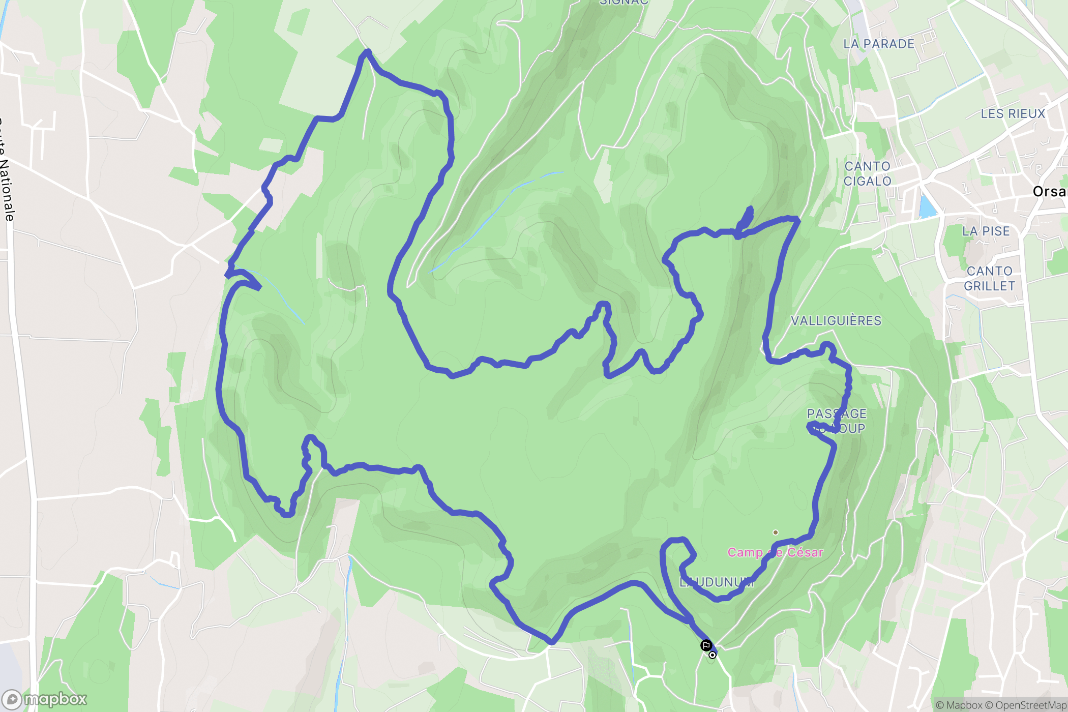 Laudun-l'Ardoise : carte du parcours de randonnée - France