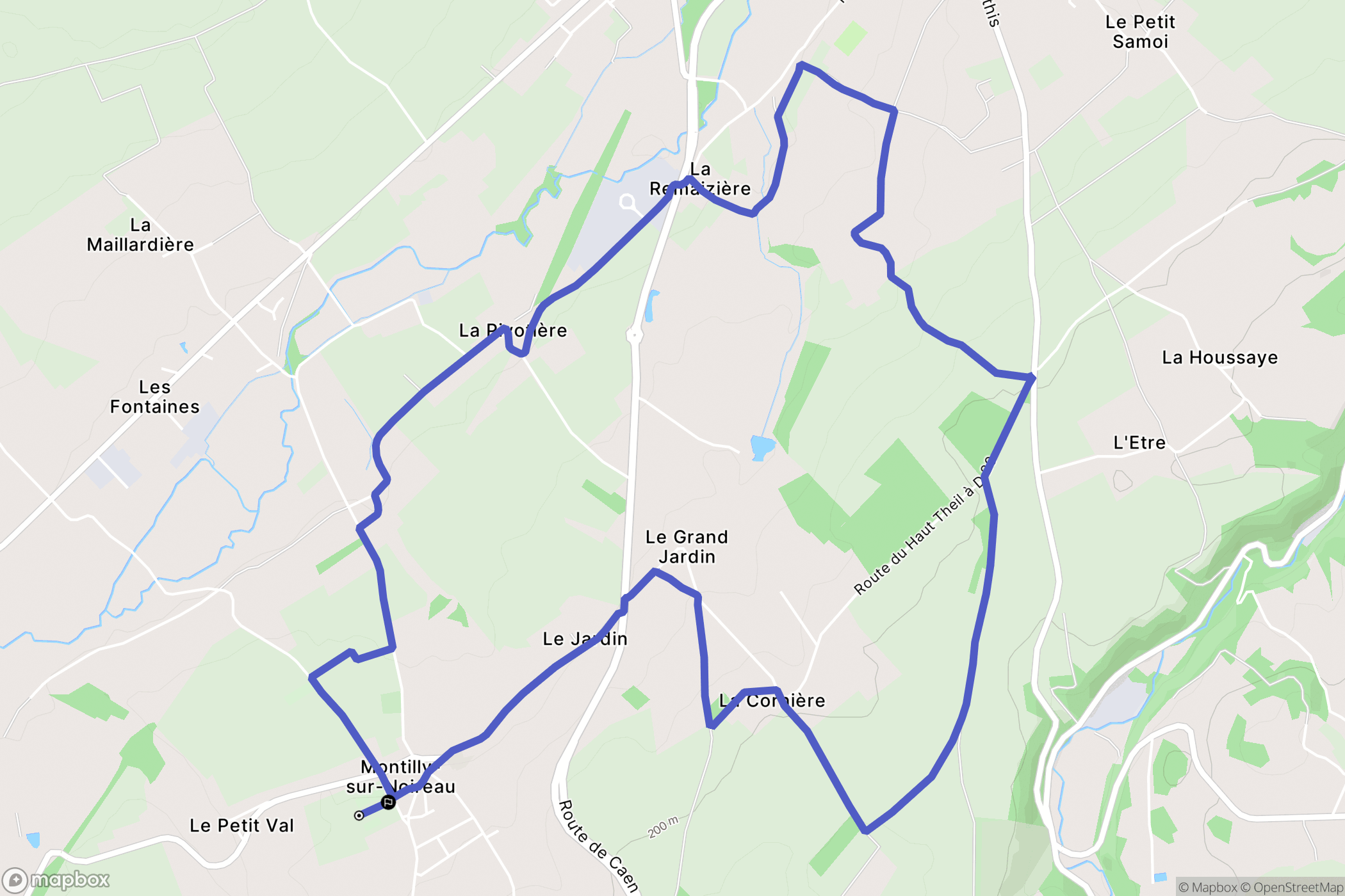 Montilly-sur-Noireau : carte du parcours de randonnée - France