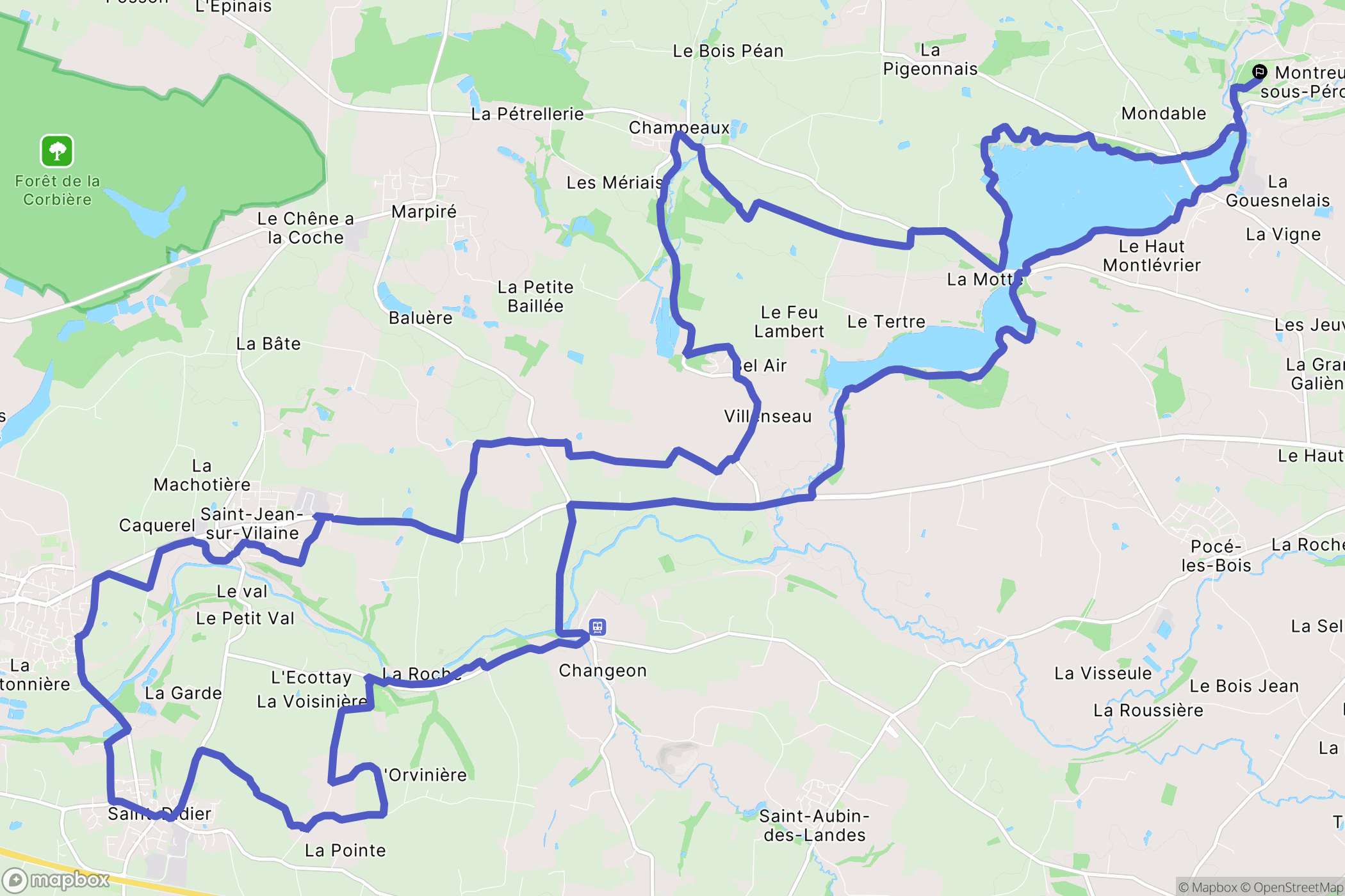 Montreuil-sous-Pérouse : carte du parcours de randonnée - France