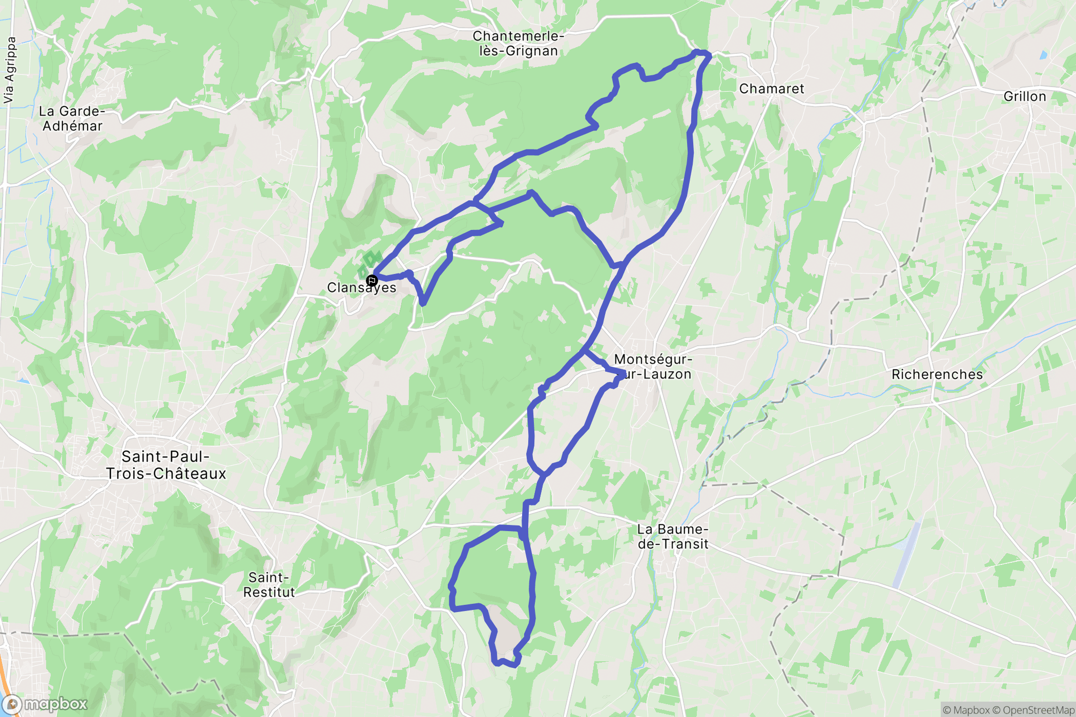 Clansayes : carte du parcours de randonnée - France
