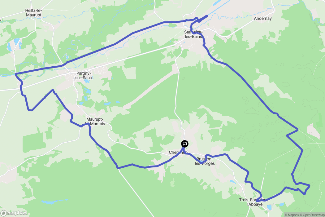 Cheminon : carte du parcours de randonnée - France