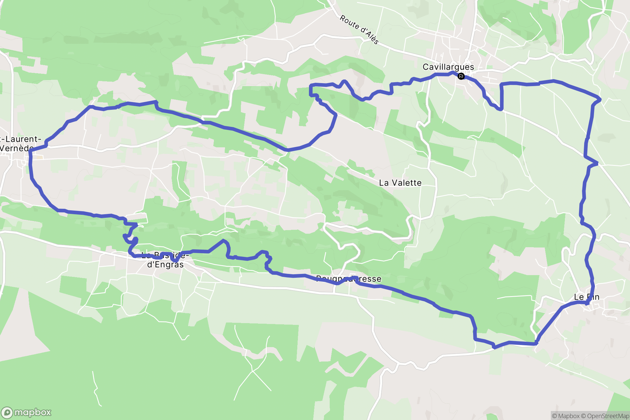 Cavillargues : carte du parcours de randonnée - France