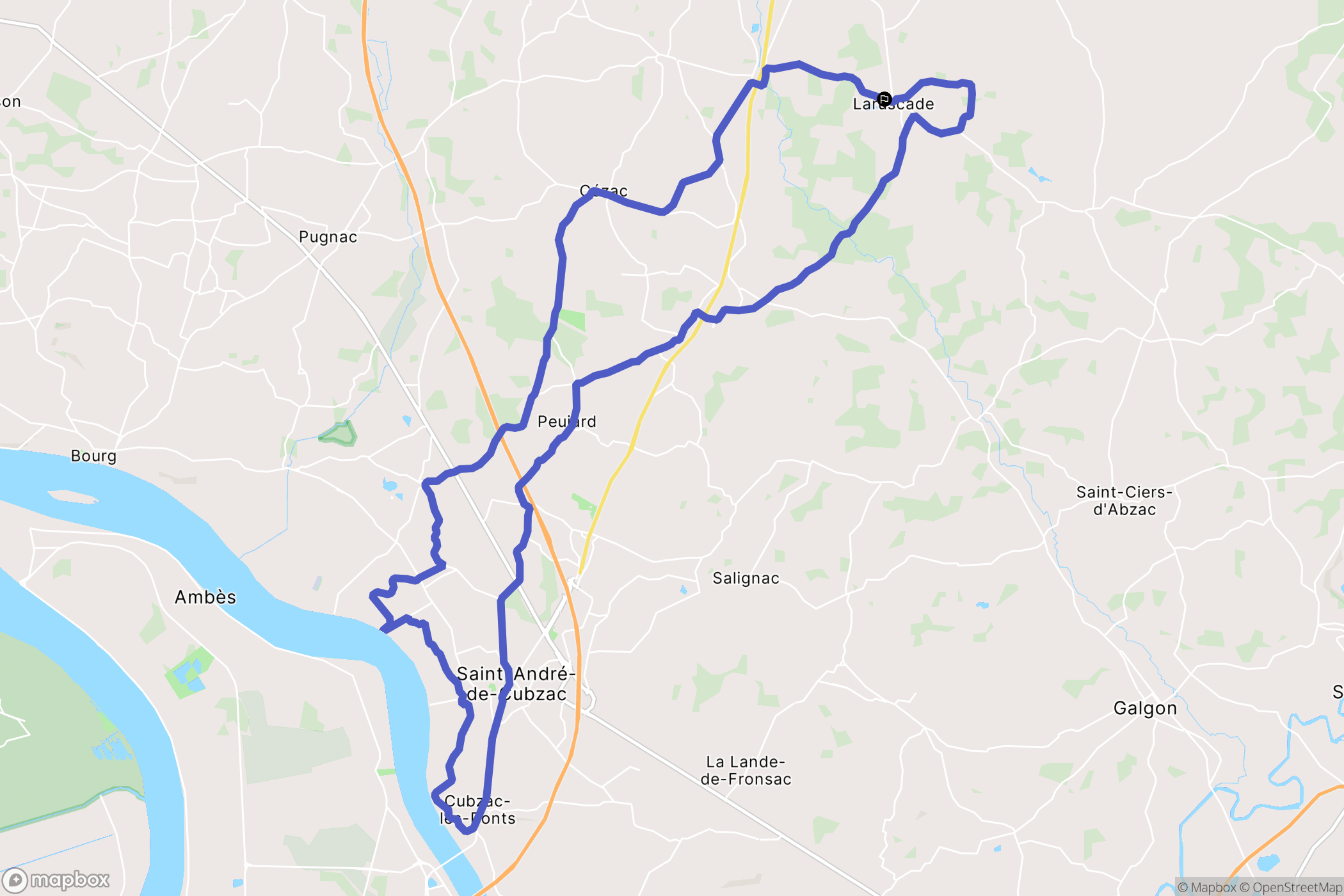 Laruscade : carte du parcours de randonnée - France