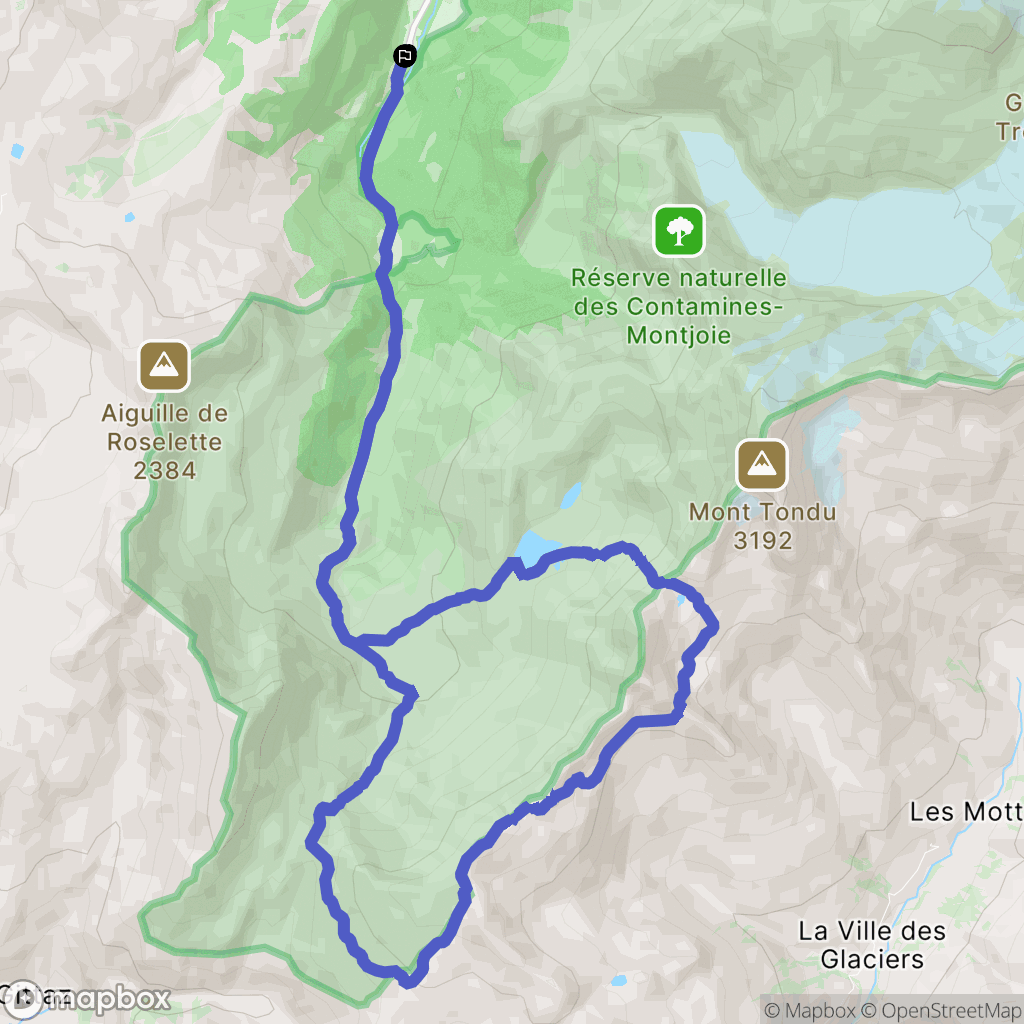 Les Contamines-Montjoie : carte du parcours de randonnée - France