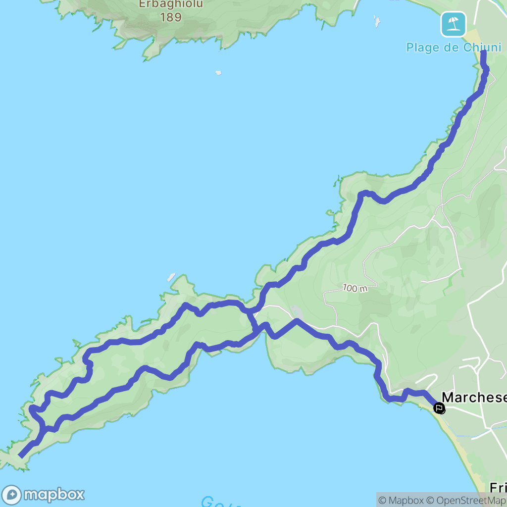Cargèse : carte du parcours de randonnée - France