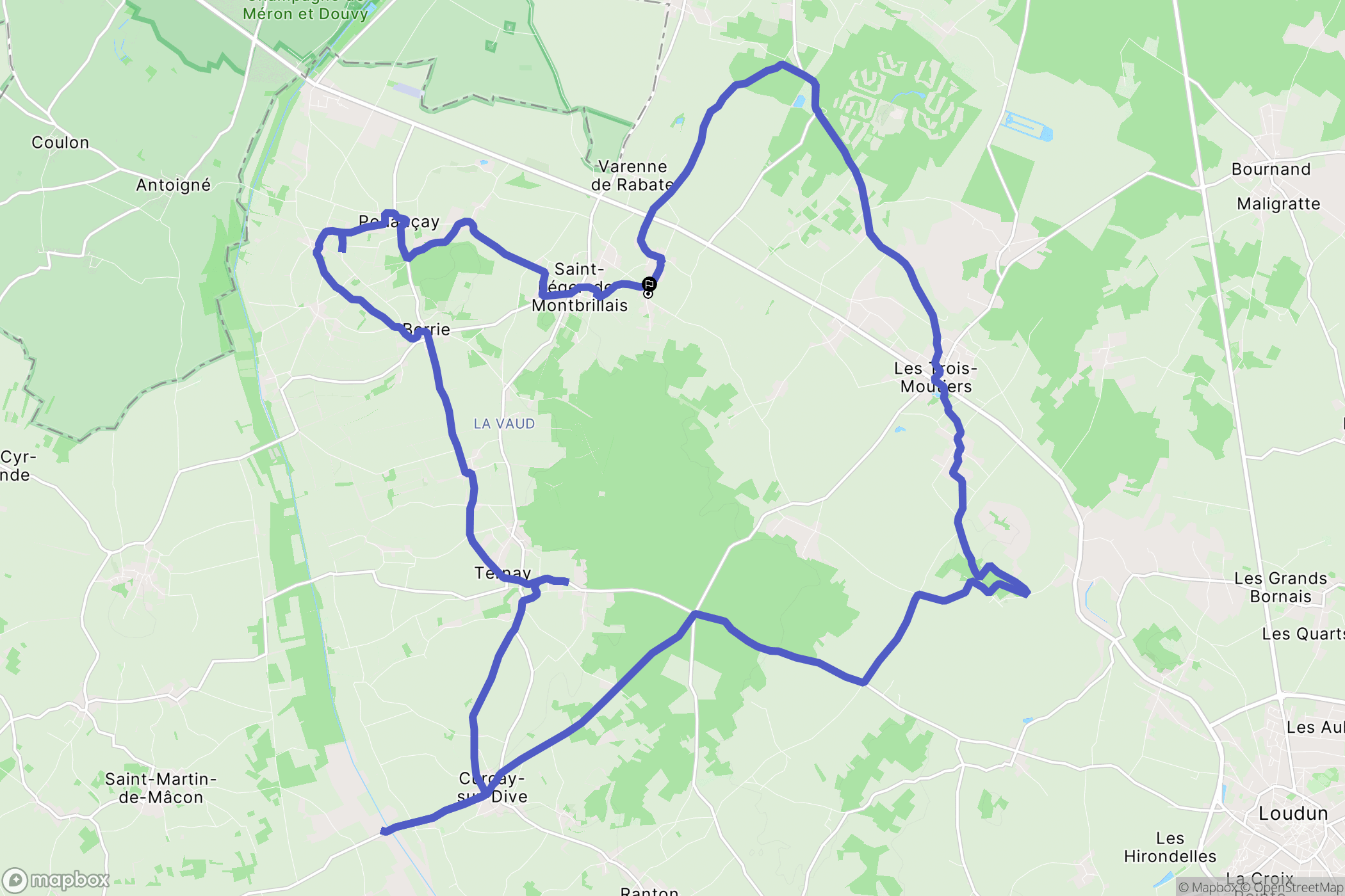 Saint-Léger-de-Montbrillais : carte du parcours de randonnée - France