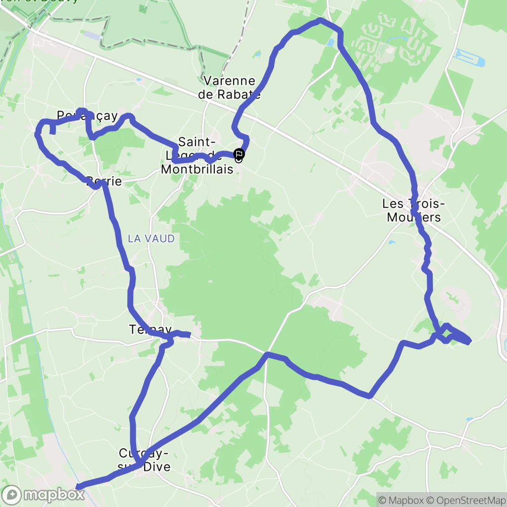 Saint-Léger-de-Montbrillais : carte du parcours de randonnée - France
