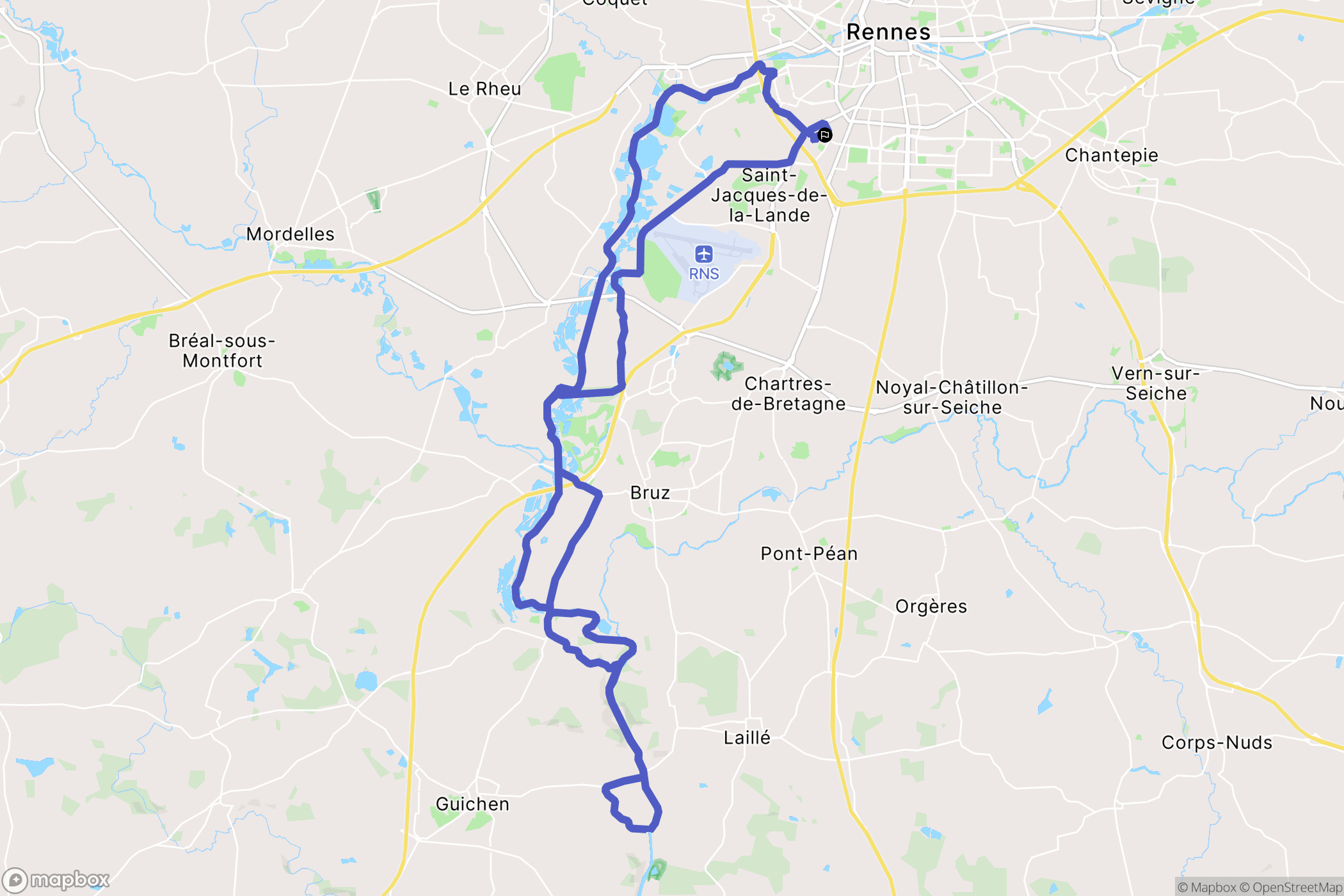Saint-Jacques-de-la-Lande : carte du parcours de randonnée - France