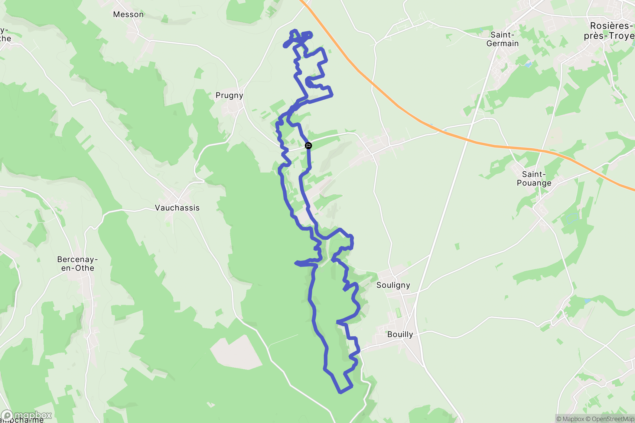 Laines-aux-Bois : carte du parcours de randonnée - France