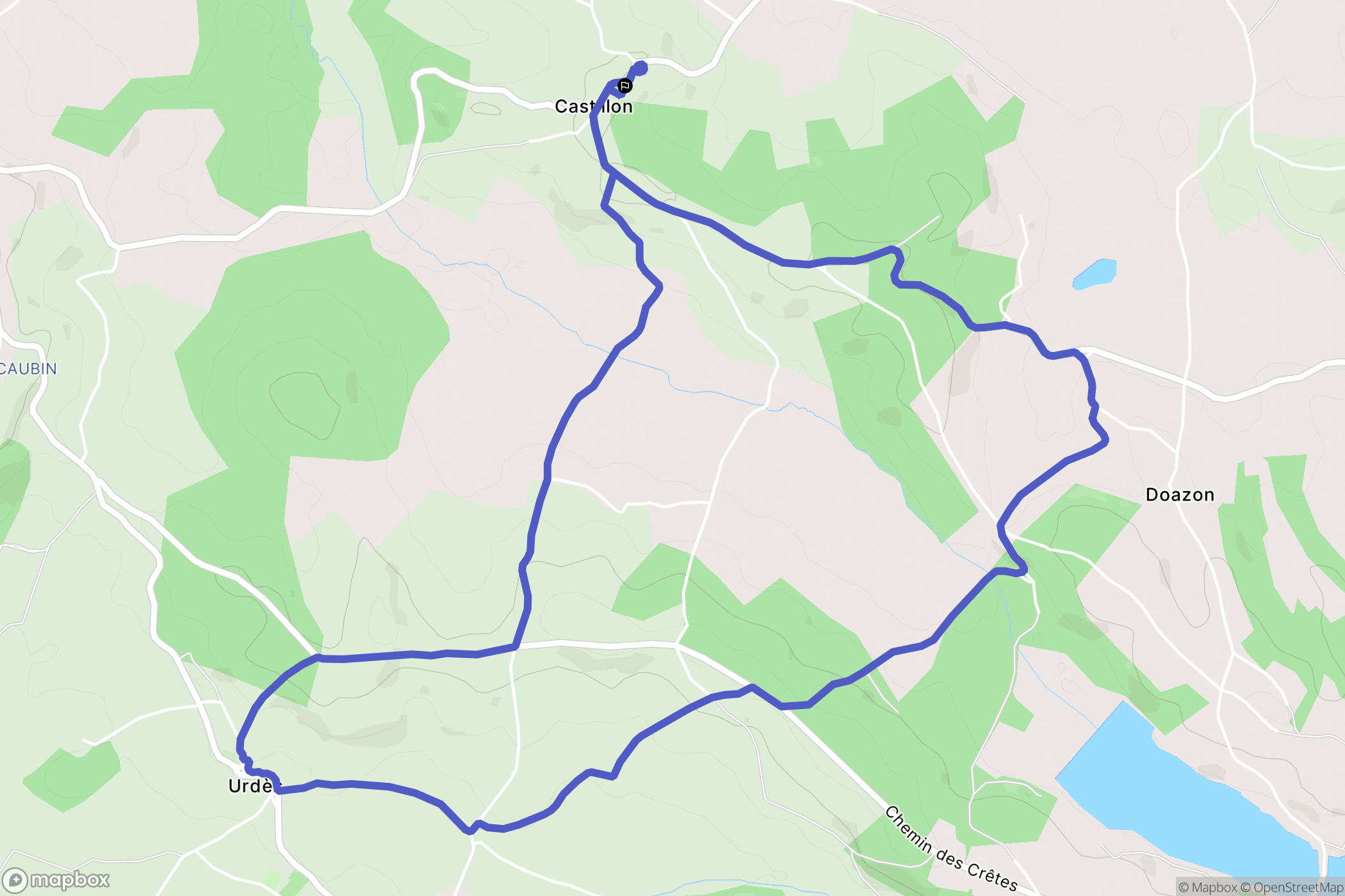 Castillon(Canton d'Arthez-de-Béarn) : carte du parcours de randonnée - France