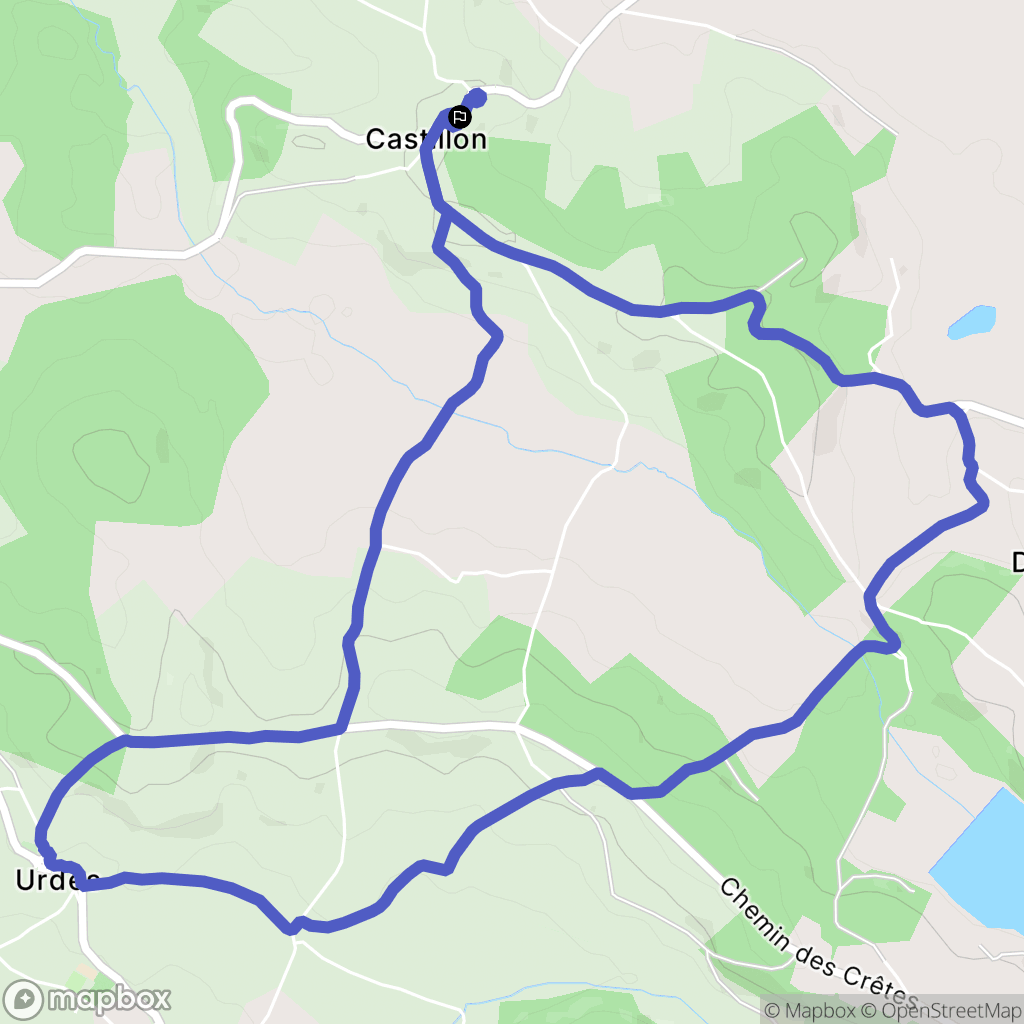 Castillon(Canton d'Arthez-de-Béarn) : carte du parcours de randonnée - France