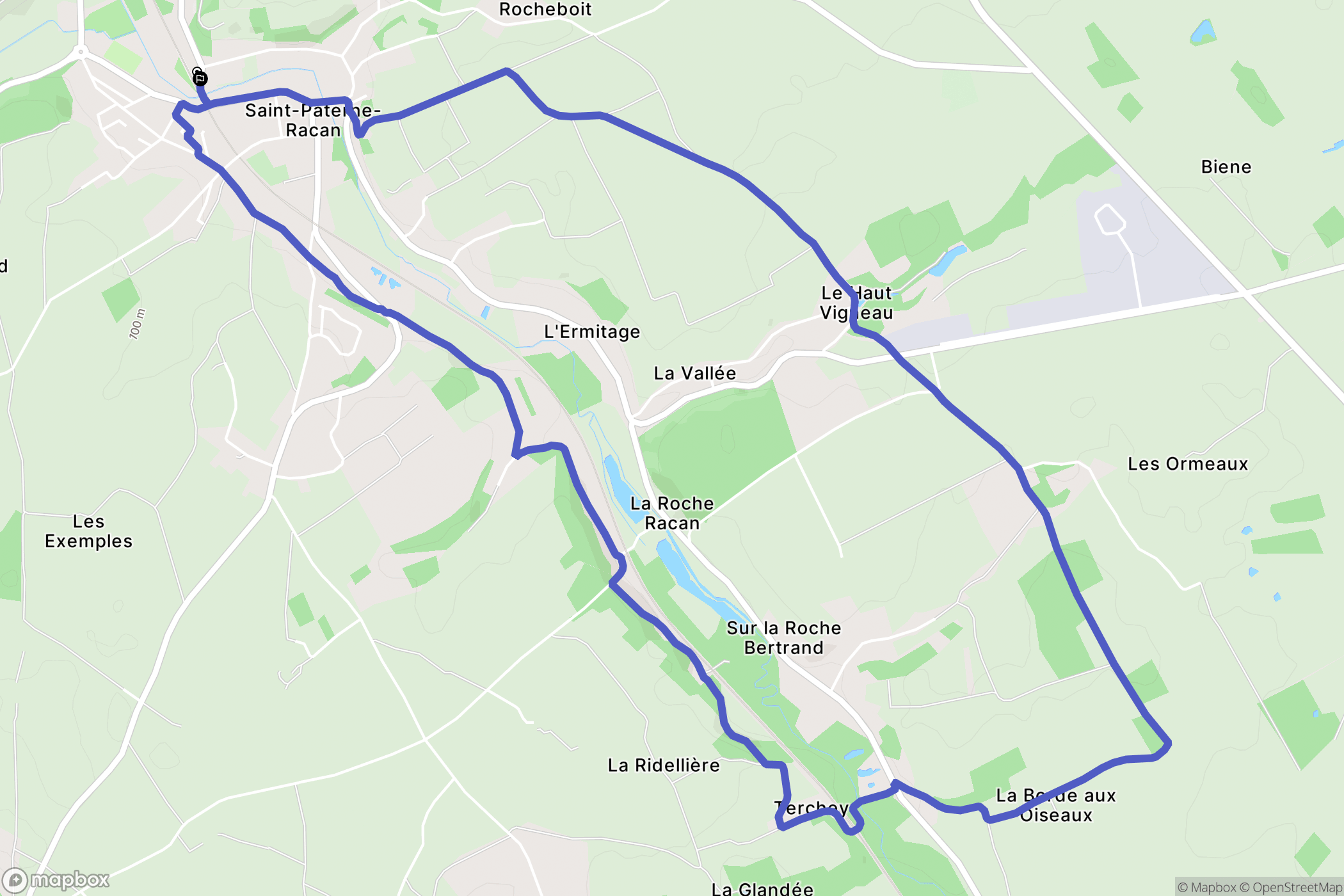 Saint-Paterne-Racan : carte du parcours de randonnée - France