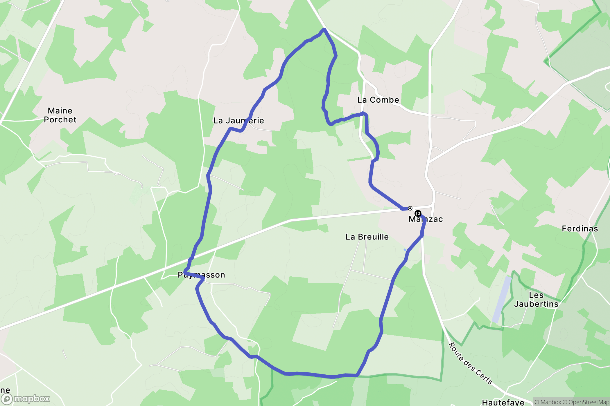 Mainzac : carte du parcours de randonnée - France
