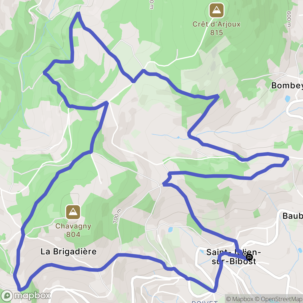 Saint-Julien-sur-Bibost : carte du parcours de randonnée - France